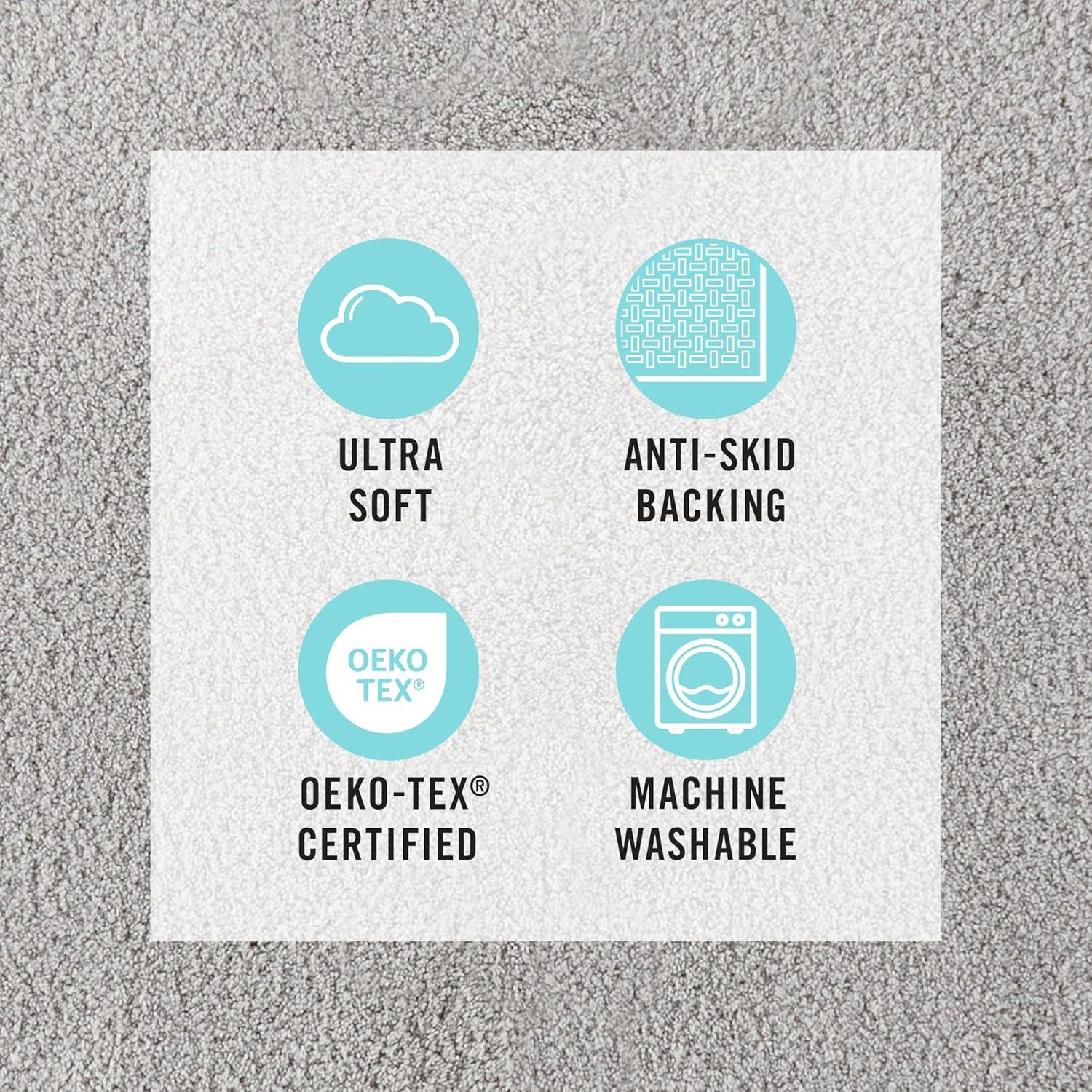 imageMARTHA STEWART Drylon Microfiber Bath Rug 1 Piece Ultra Soft Plush NonSlip Thick Washable Bathroom Rugs Home Decor Accessories Household Essentials Small Bath Mat 17 x 24 Navy BlueLight Grey