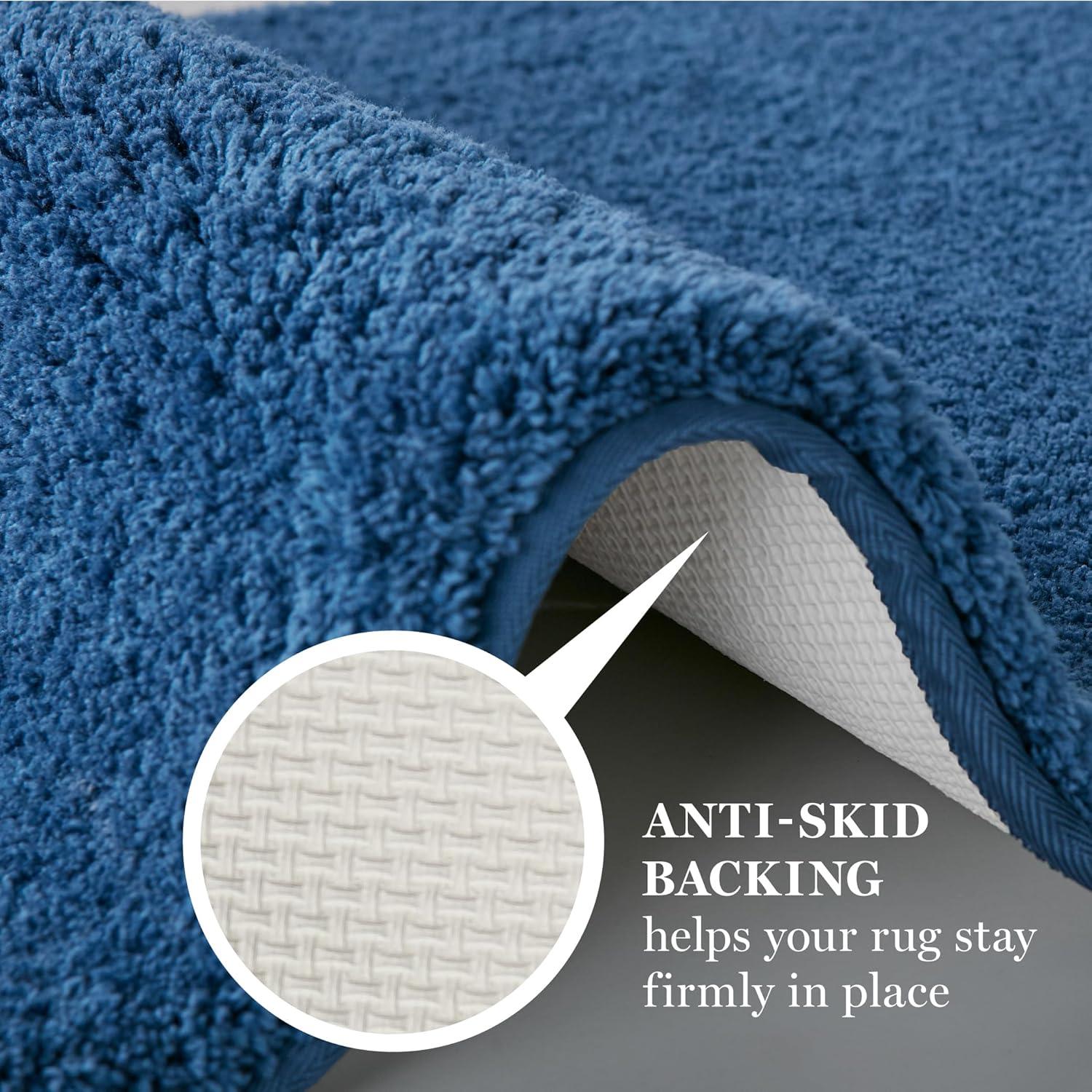 imageMARTHA STEWART Drylon Microfiber Bath Rug 1 Piece Ultra Soft Plush NonSlip Thick Washable Bathroom Rugs Home Decor Accessories Household Essentials Small Bath Mat 17 x 24 Navy BlueNavy Blue