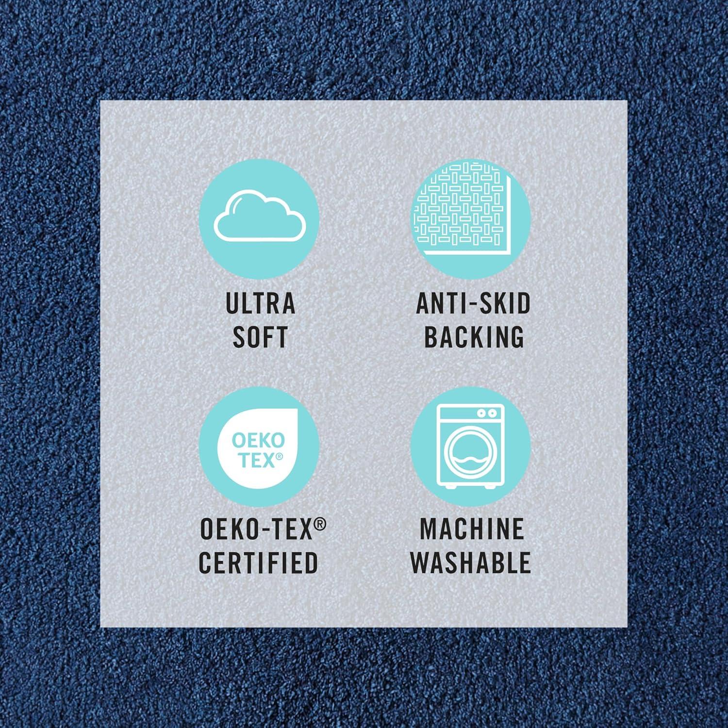 imageMARTHA STEWART Drylon Microfiber Bath Rug 1 Piece Ultra Soft Plush NonSlip Thick Washable Bathroom Rugs Home Decor Accessories Household Essentials Small Bath Mat 17 x 24 Navy BlueNavy Blue