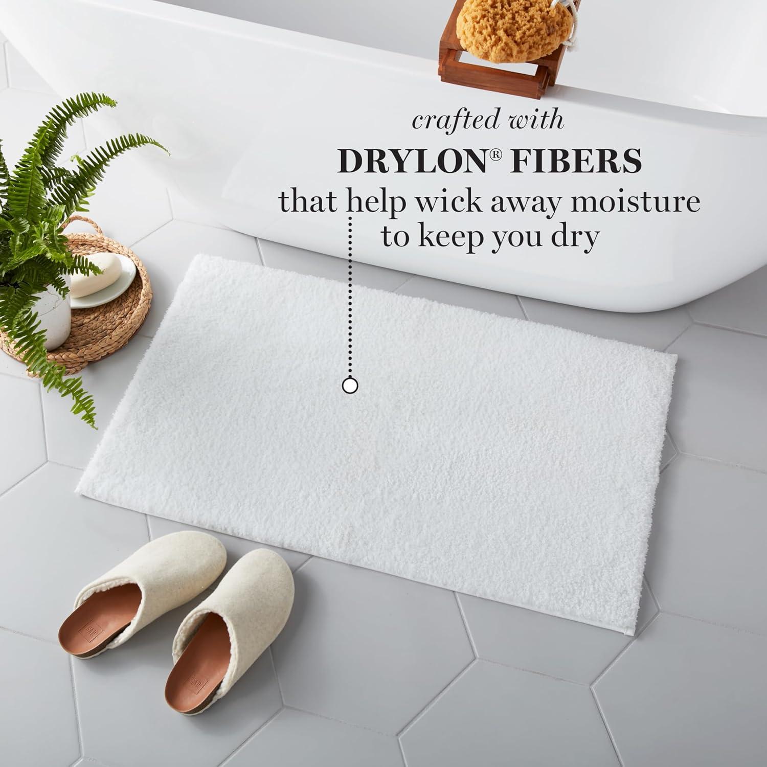 imageMARTHA STEWART Drylon Microfiber Bath Rug 1 Piece Ultra Soft Plush NonSlip Thick Washable Bathroom Rugs Home Decor Accessories Household Essentials Small Bath Mat 17 x 24 Navy BlueWhite