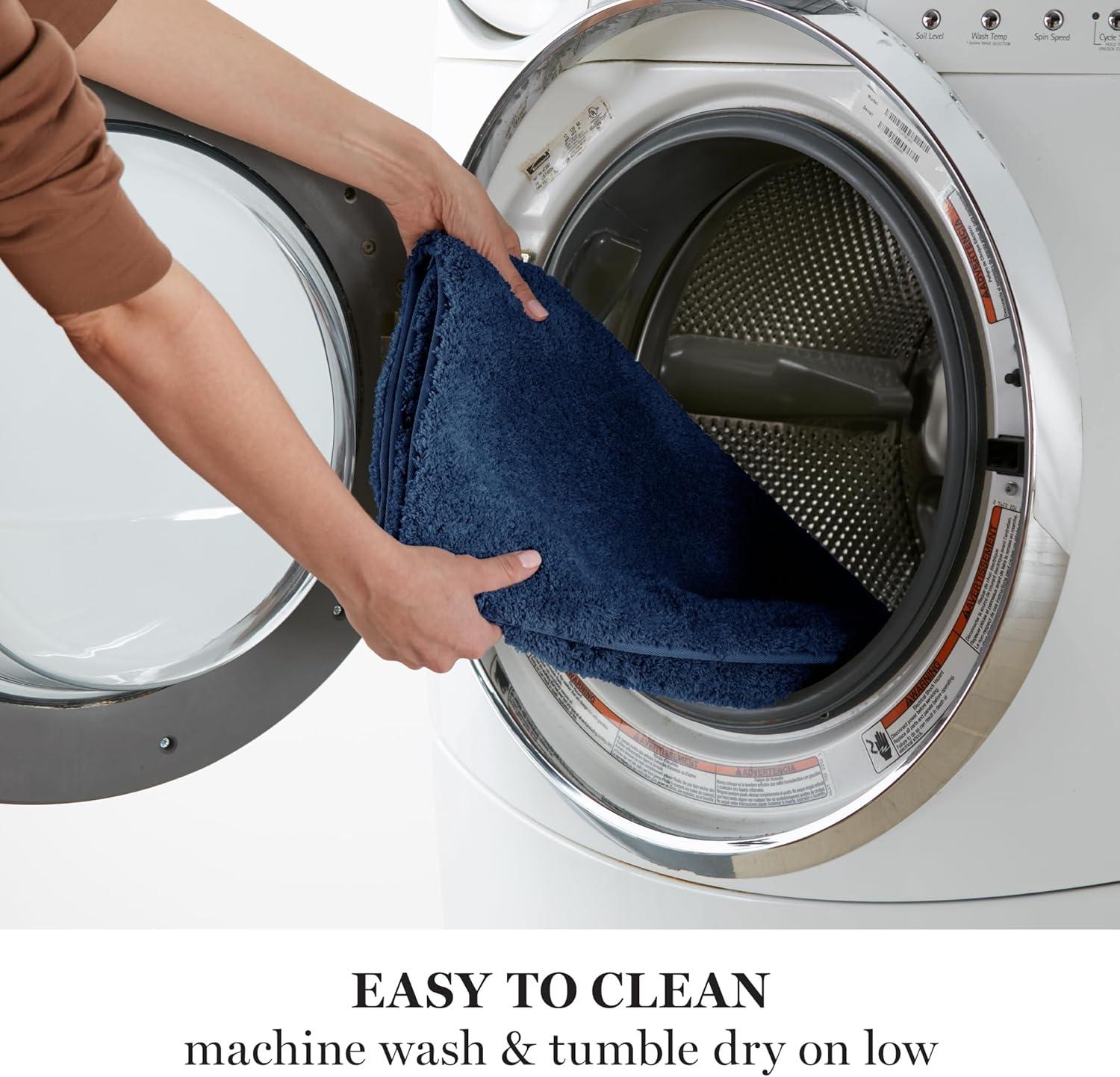 imageMARTHA STEWART Drylon Microfiber Bath Rug 1 Piece Ultra Soft Plush NonSlip Thick Washable Bathroom Rugs Home Decor Accessories Household Essentials Small Bath Mat 17 x 24 Navy BlueNavy Blue