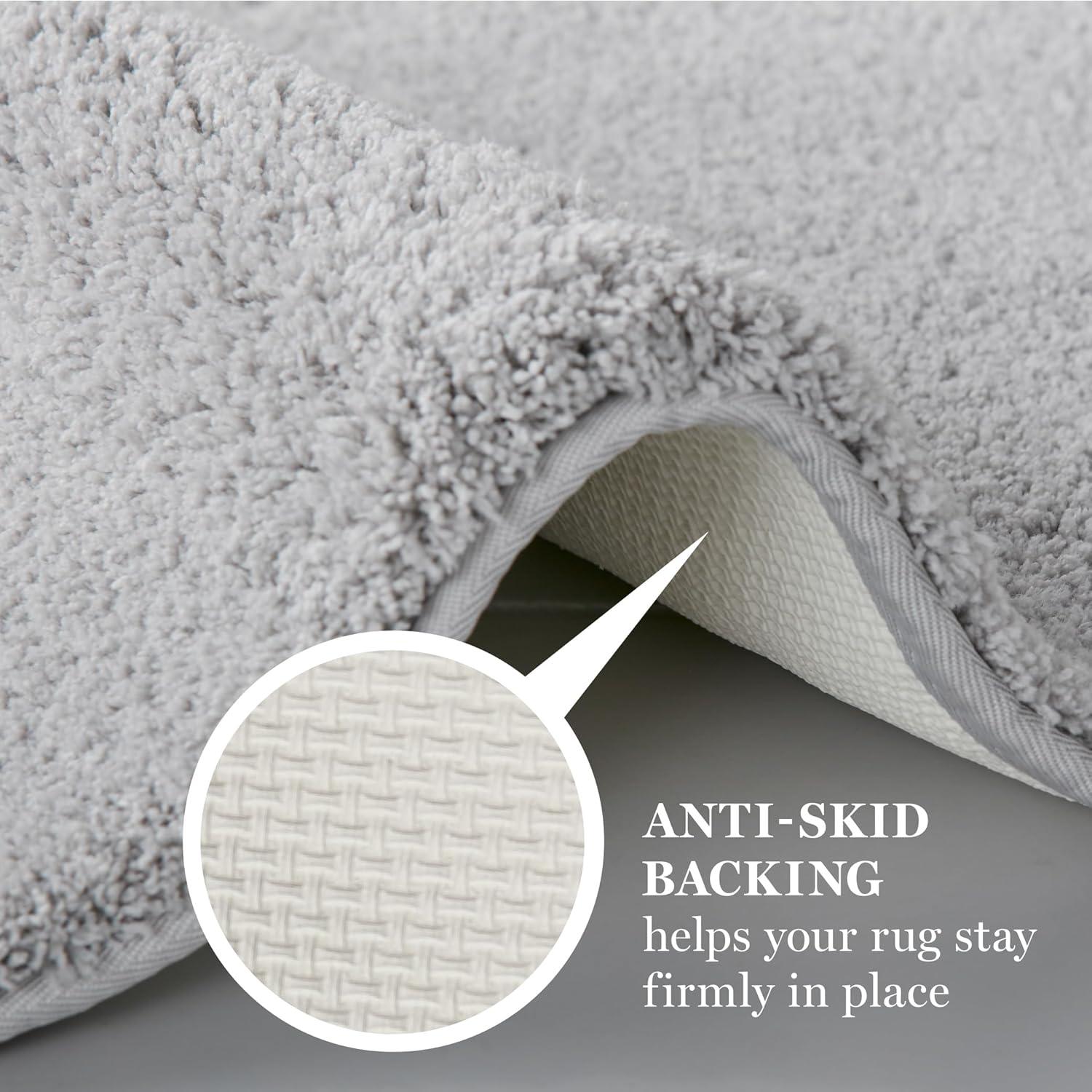 imageMARTHA STEWART Drylon Microfiber Bath Rug 1 Piece Ultra Soft Plush NonSlip Thick Washable Bathroom Rugs Home Decor Accessories Household Essentials Small Bath Mat 17 x 24 Navy BlueLight Grey