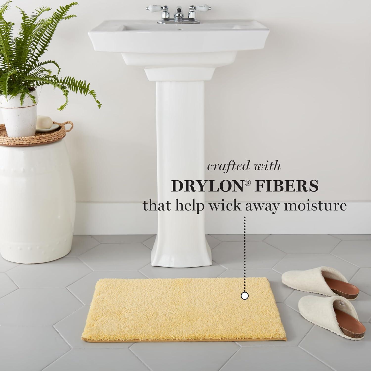 imageMARTHA STEWART Drylon Microfiber Bath Rug 1 Piece Ultra Soft Plush NonSlip Thick Washable Bathroom Rugs Home Decor Accessories Household Essentials Small Bath Mat 17 x 24 Navy BlueYellow