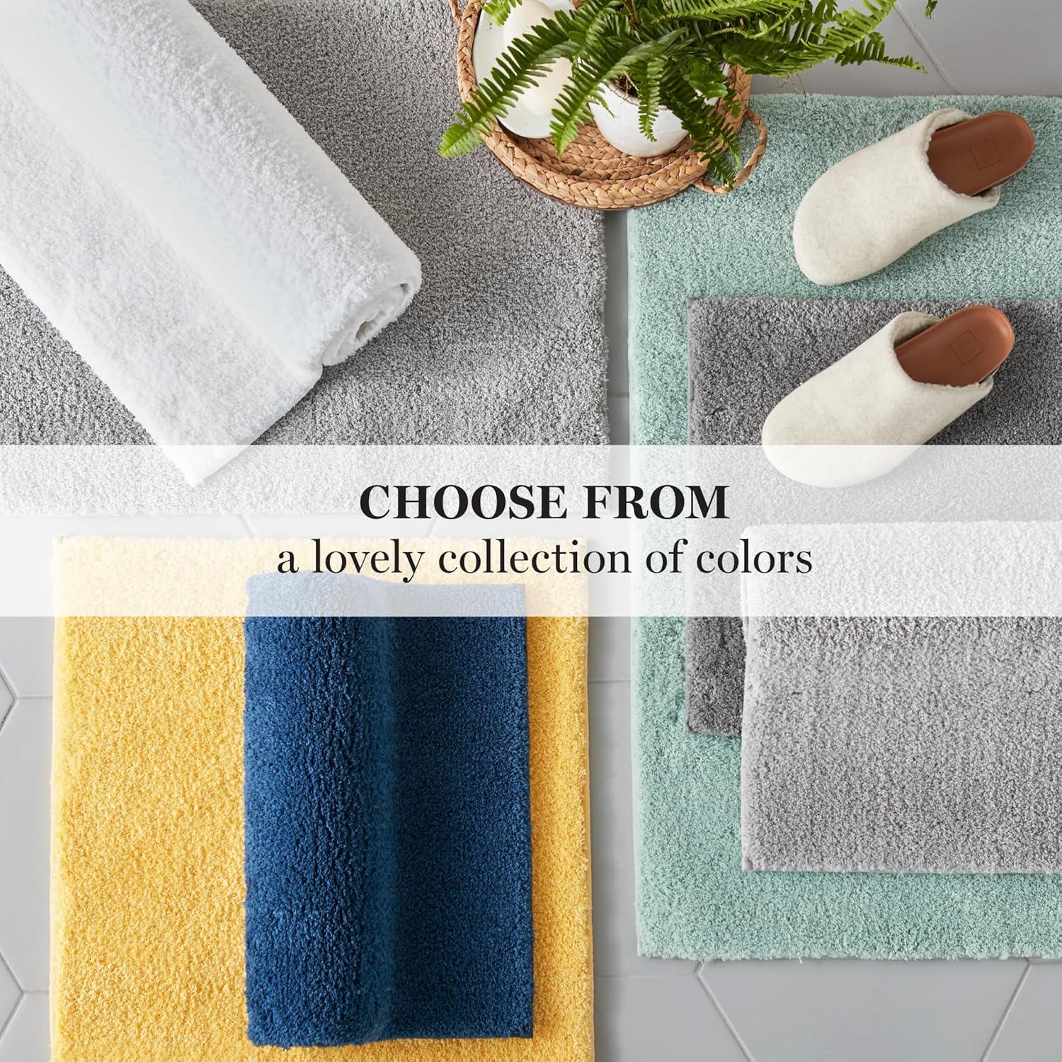 imageMARTHA STEWART Drylon Microfiber Bath Rug 1 Piece Ultra Soft Plush NonSlip Thick Washable Bathroom Rugs Home Decor Accessories Household Essentials Small Bath Mat 17 x 24 Navy BlueYellow