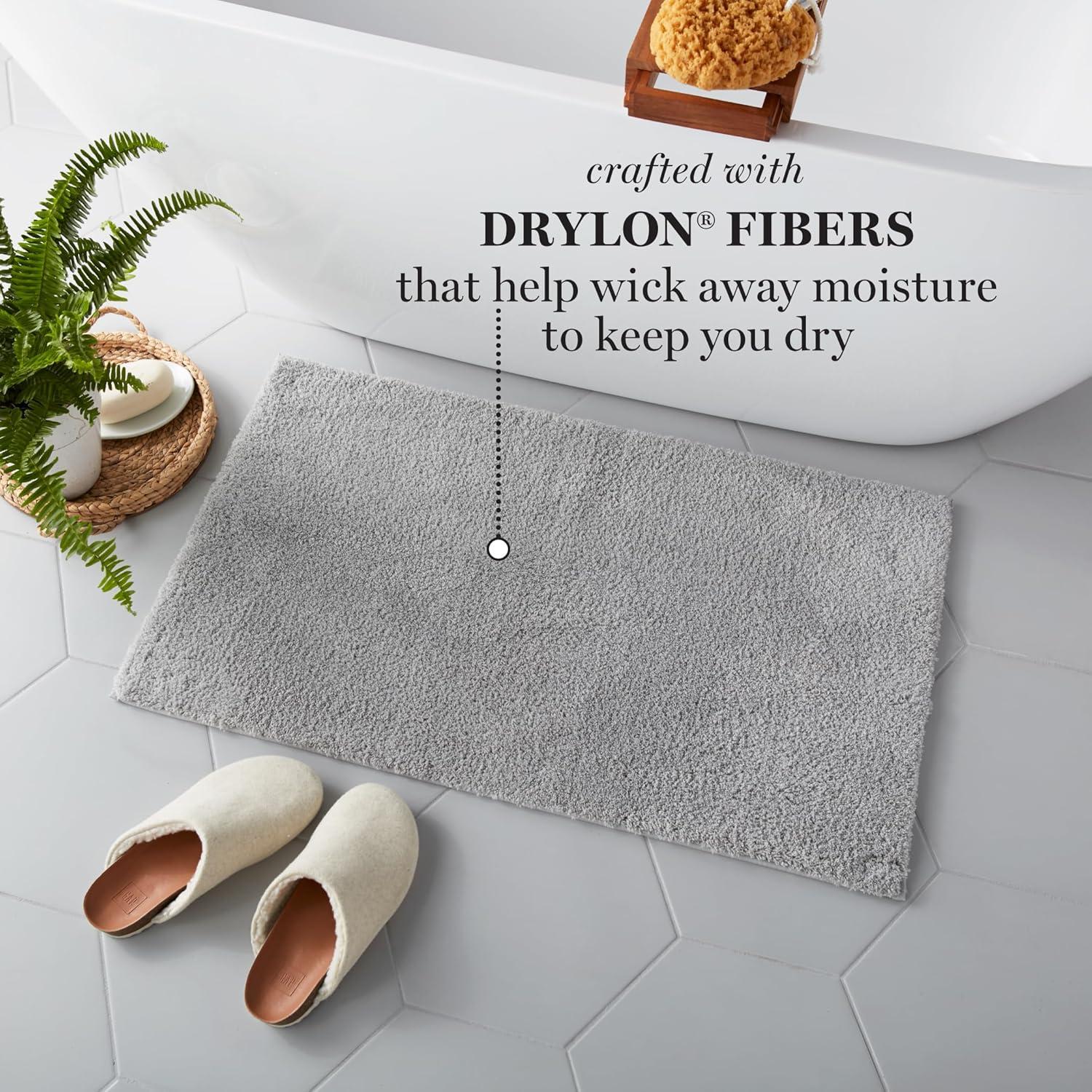 imageMARTHA STEWART Drylon Microfiber Bath Rug 1 Piece Ultra Soft Plush NonSlip Thick Washable Bathroom Rugs Home Decor Accessories Household Essentials Small Bath Mat 17 x 24 Navy BlueLight Grey
