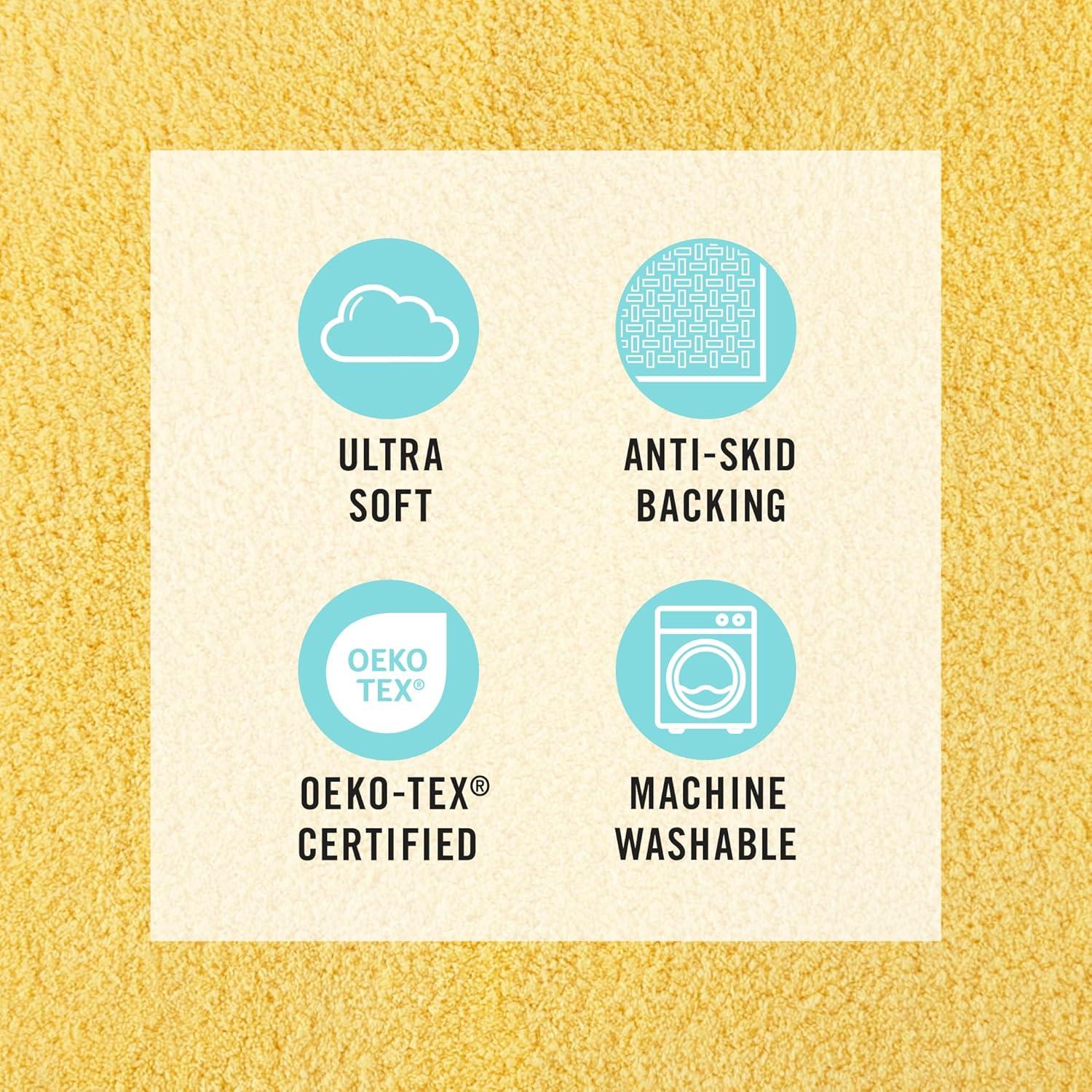 imageMARTHA STEWART Drylon Microfiber Bath Rug 1 Piece Ultra Soft Plush NonSlip Thick Washable Bathroom Rugs Home Decor Accessories Household Essentials Small Bath Mat 17 x 24 Navy BlueYellow