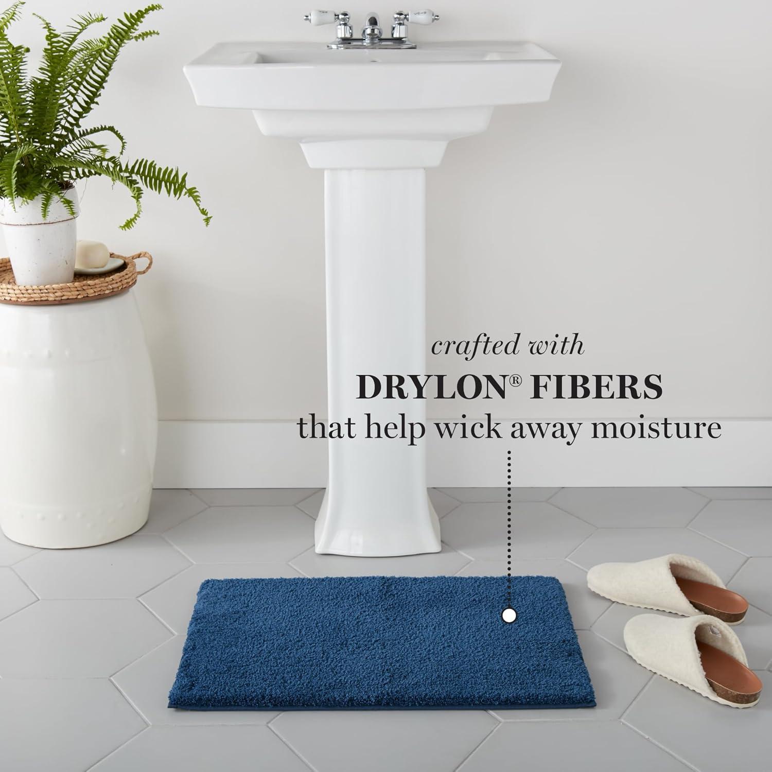 imageMARTHA STEWART Drylon Microfiber Bath Rug 1 Piece Ultra Soft Plush NonSlip Thick Washable Bathroom Rugs Home Decor Accessories Household Essentials Small Bath Mat 17 x 24 Navy BlueNavy Blue