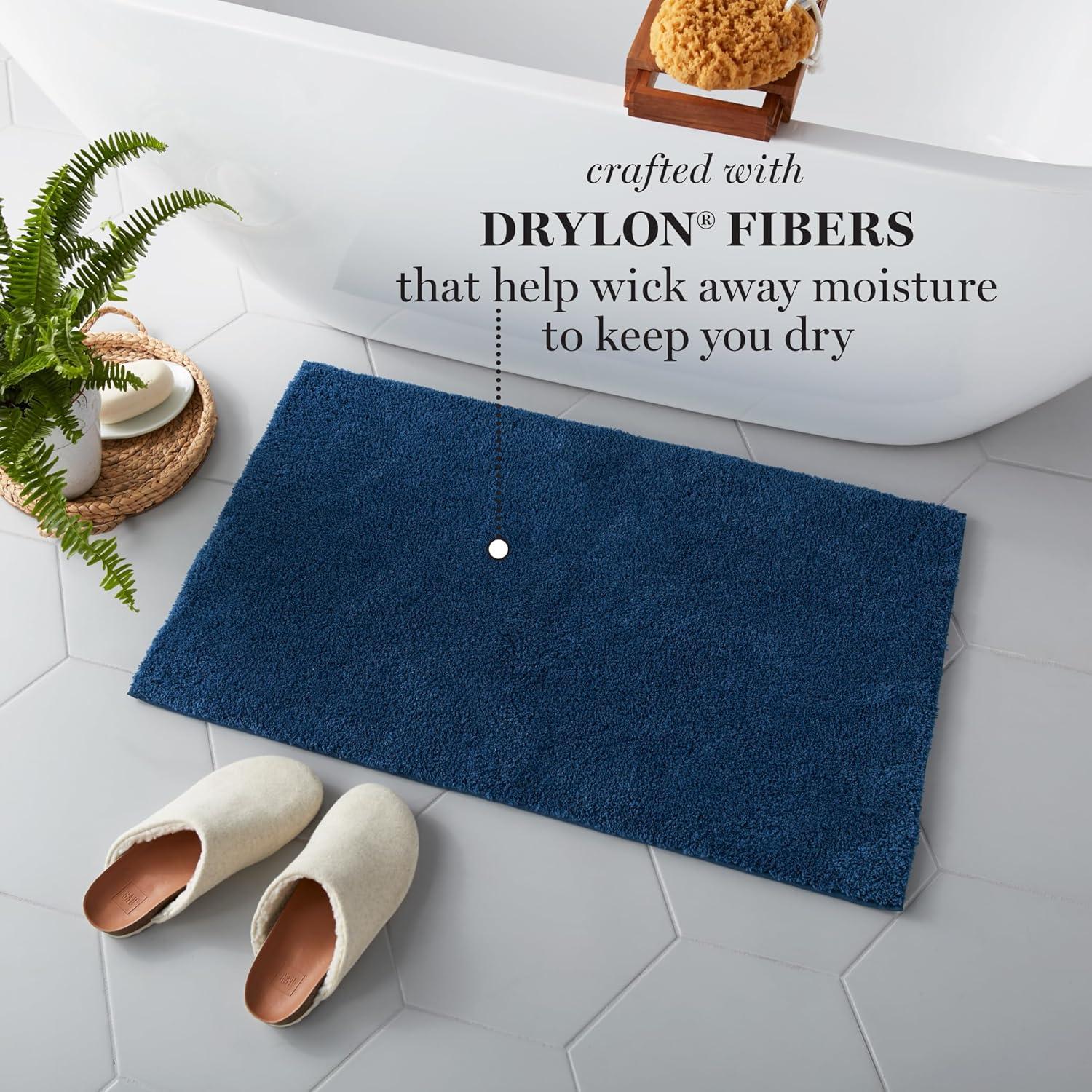 imageMARTHA STEWART Drylon Microfiber Bath Rug 1 Piece Ultra Soft Plush NonSlip Thick Washable Bathroom Rugs Home Decor Accessories Household Essentials Small Bath Mat 17 x 24 Navy BlueNavy Blue