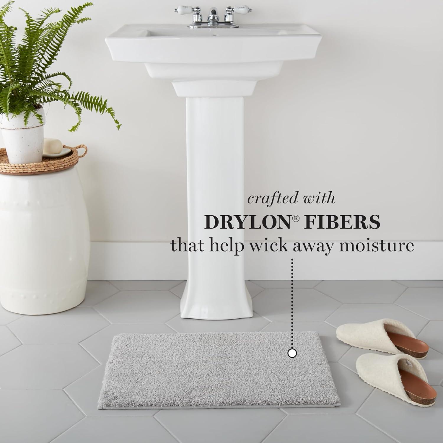 imageMARTHA STEWART Drylon Microfiber Bath Rug 1 Piece Ultra Soft Plush NonSlip Thick Washable Bathroom Rugs Home Decor Accessories Household Essentials Small Bath Mat 17 x 24 Navy BlueLight Grey