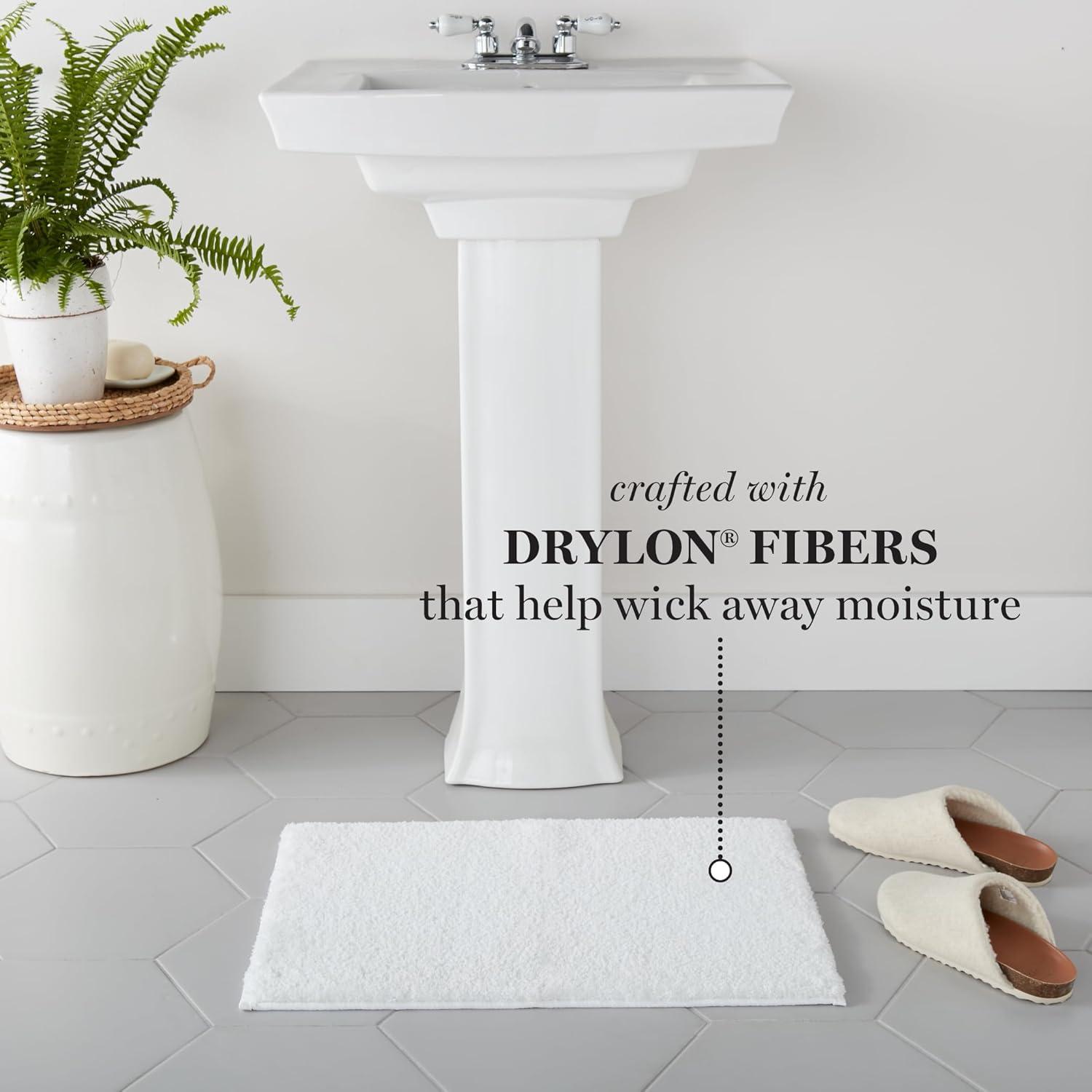 imageMARTHA STEWART Drylon Microfiber Bath Rug 1 Piece Ultra Soft Plush NonSlip Thick Washable Bathroom Rugs Home Decor Accessories Household Essentials Small Bath Mat 17 x 24 Navy BlueWhite