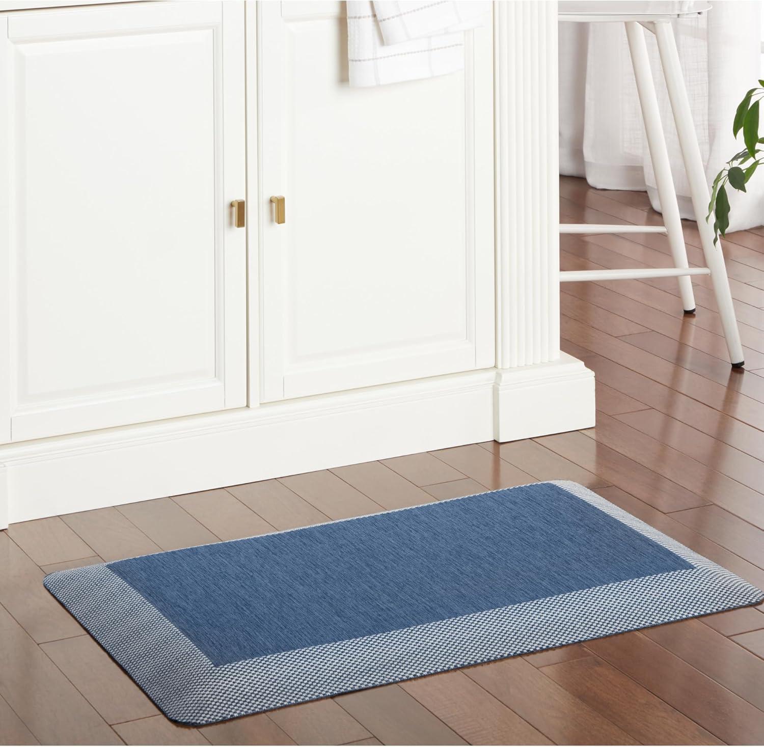 imageMARTHA STEWART Mira Modern Heathered Solid AntiFatigue AirInfused Kitchen Mat Brown 196x32Navy Blue