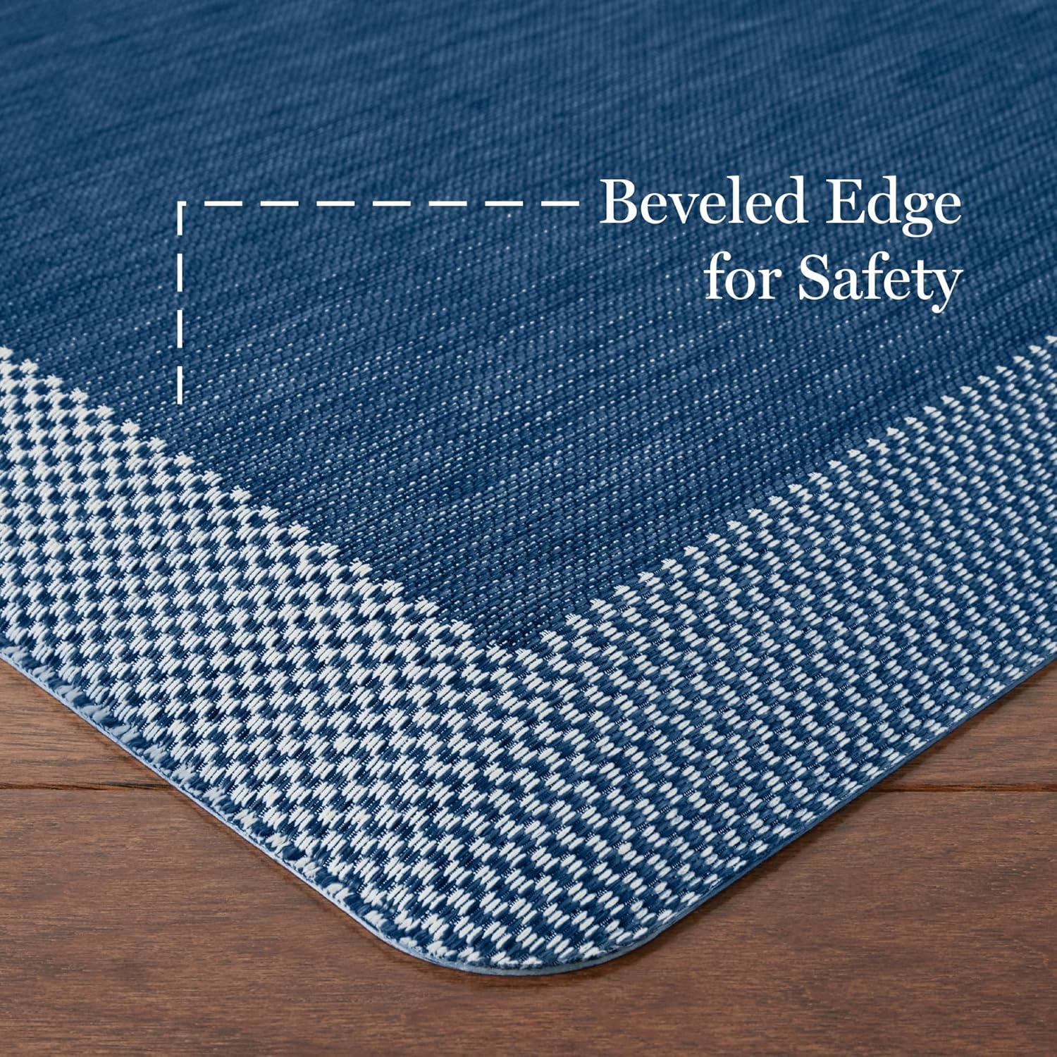 imageMARTHA STEWART Mira Modern Heathered Solid AntiFatigue AirInfused Kitchen Mat Brown 196x32Navy Blue