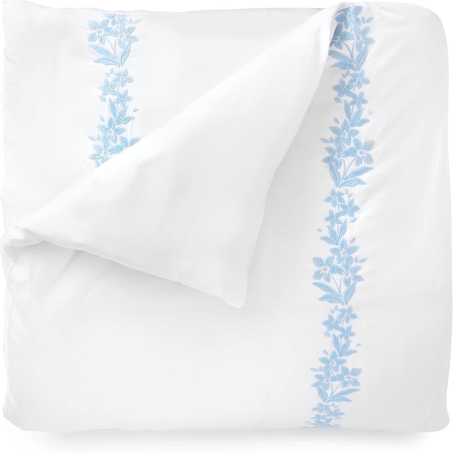 imageMARTHA STEWART Natalie King Size Duvet 3 Piece Set1 Duvet Cover 2 Pillow Shams Crinkle Velvet Texture Soft amp Royal Machine Wash 104x92 with Button Closure ChampagneSoft Blue