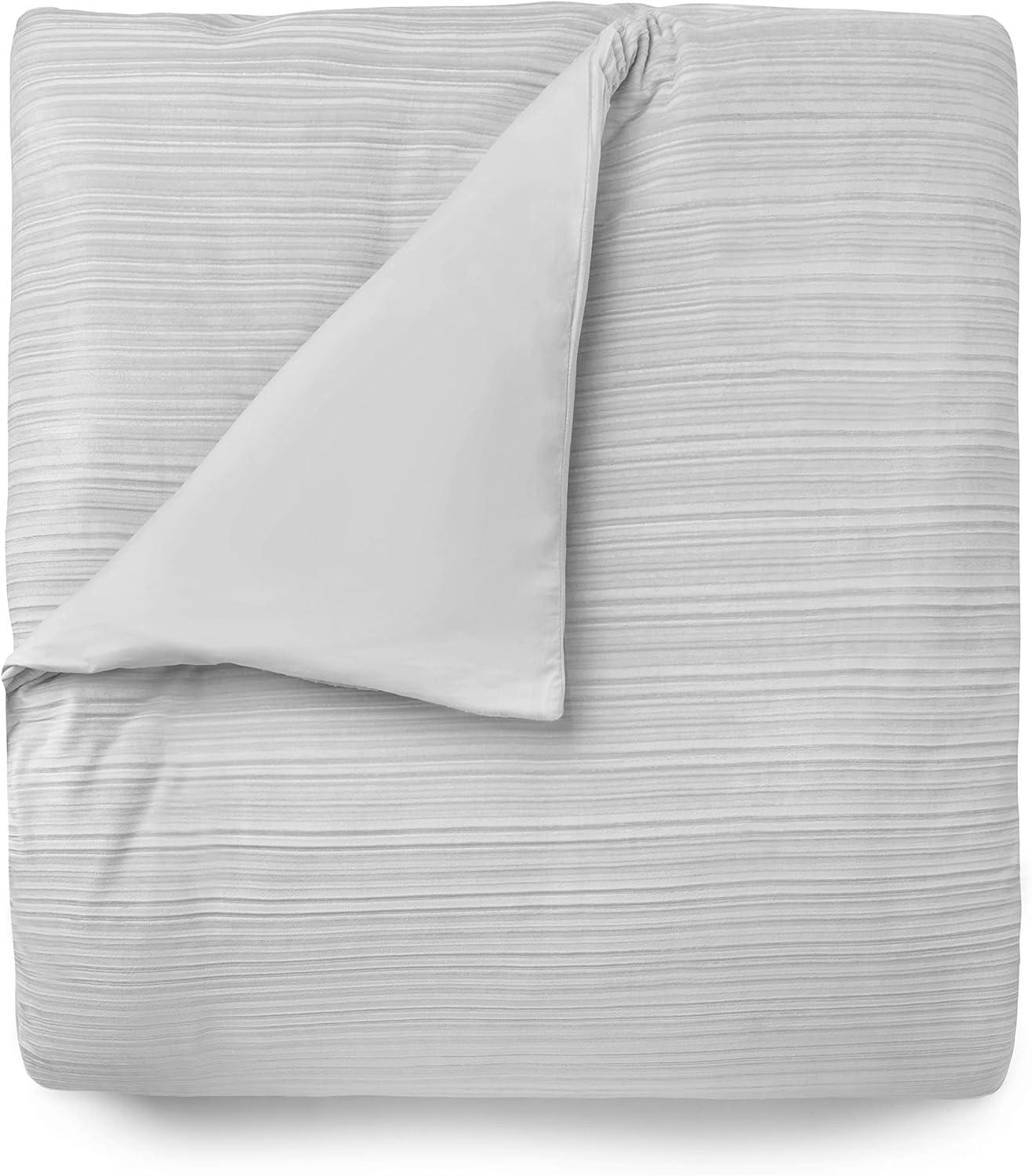 imageMARTHA STEWART Natalie King Size Duvet 3 Piece Set1 Duvet Cover 2 Pillow Shams Crinkle Velvet Texture Soft amp Royal Machine Wash 104x92 with Button Closure ChampagneGrey