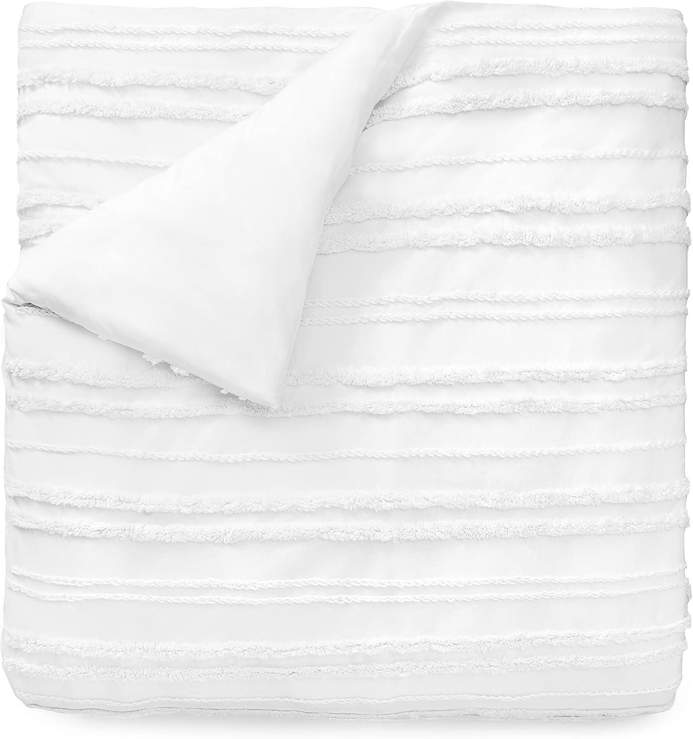 imageMARTHA STEWART Natalie King Size Duvet 3 Piece Set1 Duvet Cover 2 Pillow Shams Crinkle Velvet Texture Soft amp Royal Machine Wash 104x92 with Button Closure ChampagneTextured White
