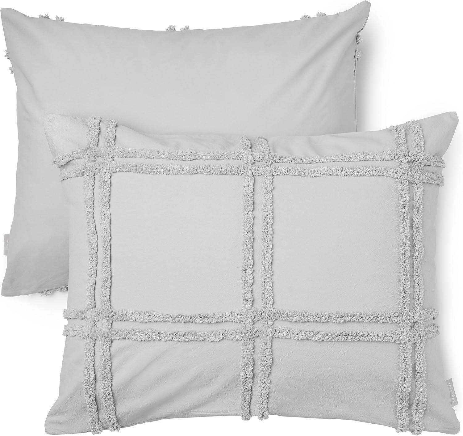 imageMARTHA STEWART Natalie King Size Duvet 3 Piece Set1 Duvet Cover 2 Pillow Shams Crinkle Velvet Texture Soft amp Royal Machine Wash 104x92 with Button Closure ChampagneSolid Grey