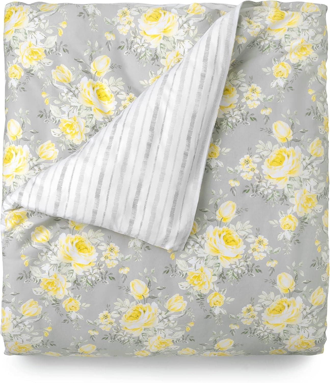 imageMARTHA STEWART Natalie King Size Duvet 3 Piece Set1 Duvet Cover 2 Pillow Shams Crinkle Velvet Texture Soft amp Royal Machine Wash 104x92 with Button Closure ChampagneGrey Yellow