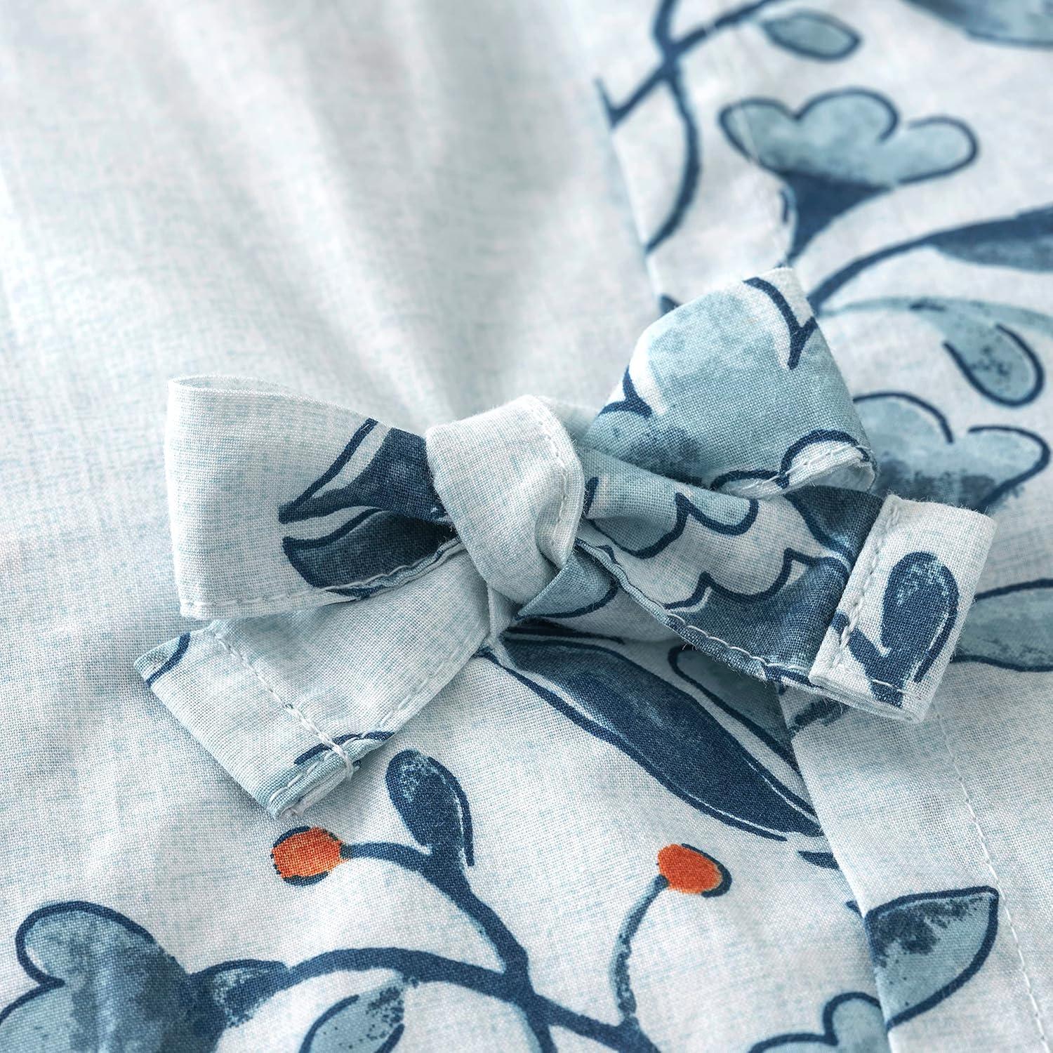 imageMARTHA STEWART Natalie King Size Duvet 3 Piece Set1 Duvet Cover 2 Pillow Shams Crinkle Velvet Texture Soft amp Royal Machine Wash 104x92 with Button Closure ChampagneFloral Blue