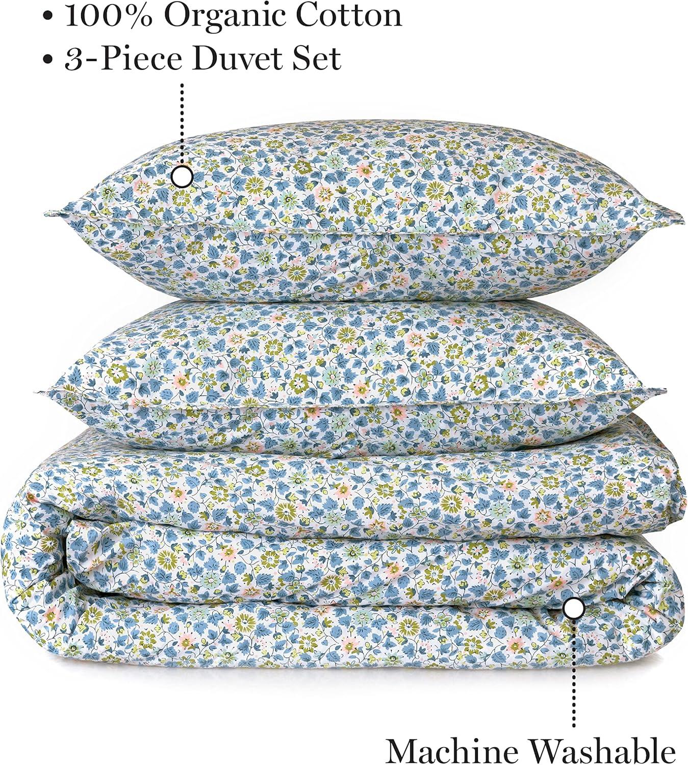 imageMARTHA STEWART Natalie King Size Duvet 3 Piece Set1 Duvet Cover 2 Pillow Shams Crinkle Velvet Texture Soft amp Royal Machine Wash 104x92 with Button Closure ChampagneFloral Multi