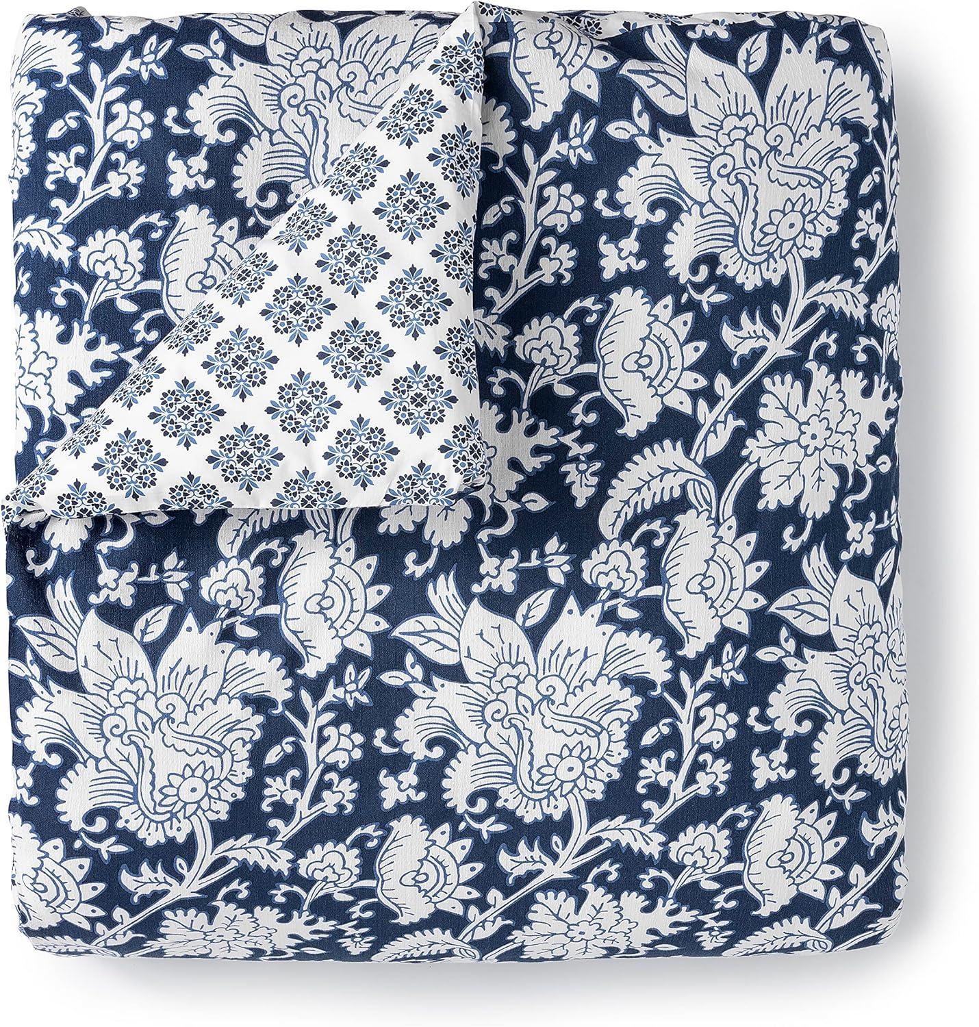 imageMARTHA STEWART Natalie King Size Duvet 3 Piece Set1 Duvet Cover 2 Pillow Shams Crinkle Velvet Texture Soft amp Royal Machine Wash 104x92 with Button Closure ChampagneNavy White