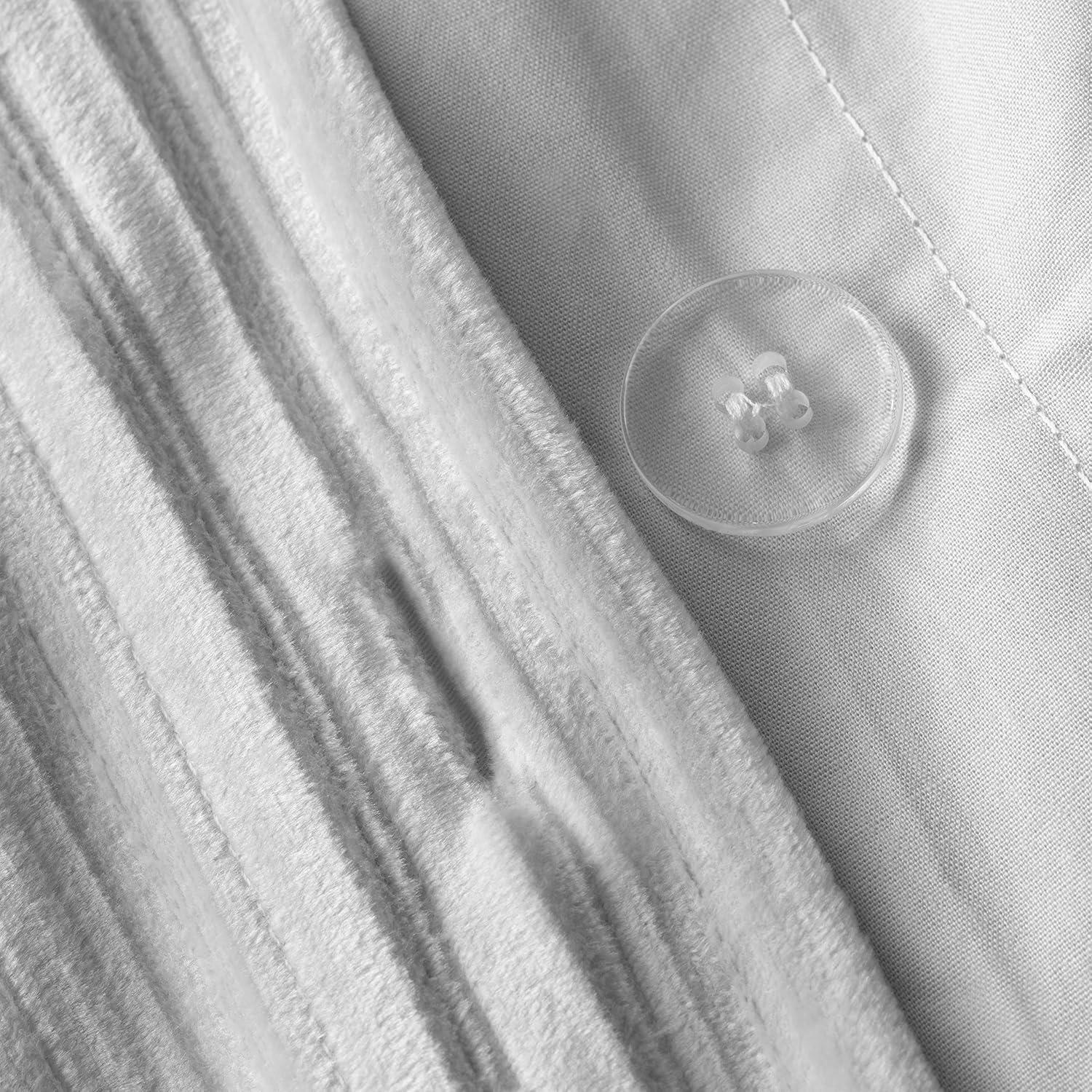 imageMARTHA STEWART Natalie King Size Duvet 3 Piece Set1 Duvet Cover 2 Pillow Shams Crinkle Velvet Texture Soft amp Royal Machine Wash 104x92 with Button Closure ChampagneGrey