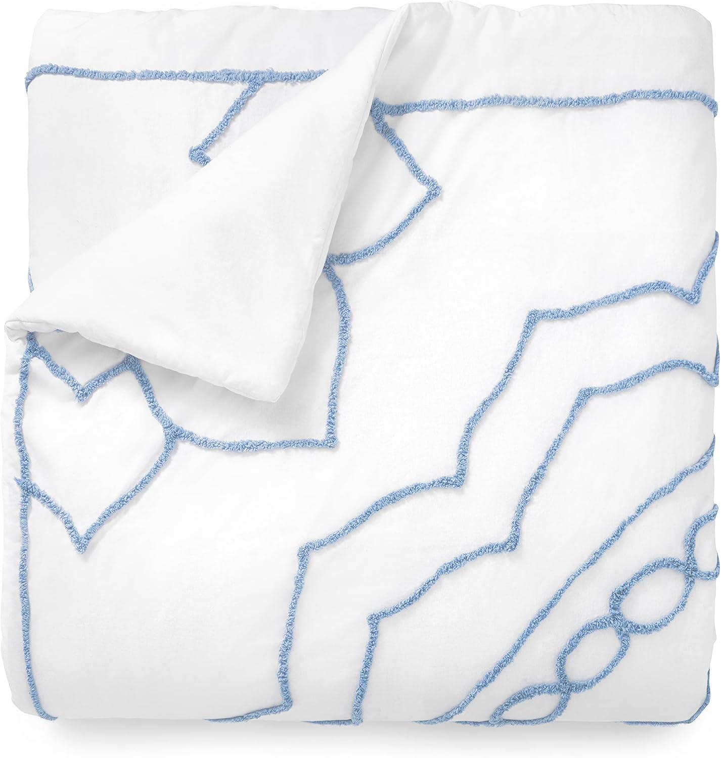 imageMARTHA STEWART Natalie King Size Duvet 3 Piece Set1 Duvet Cover 2 Pillow Shams Crinkle Velvet Texture Soft amp Royal Machine Wash 104x92 with Button Closure ChampagneSoft Blue