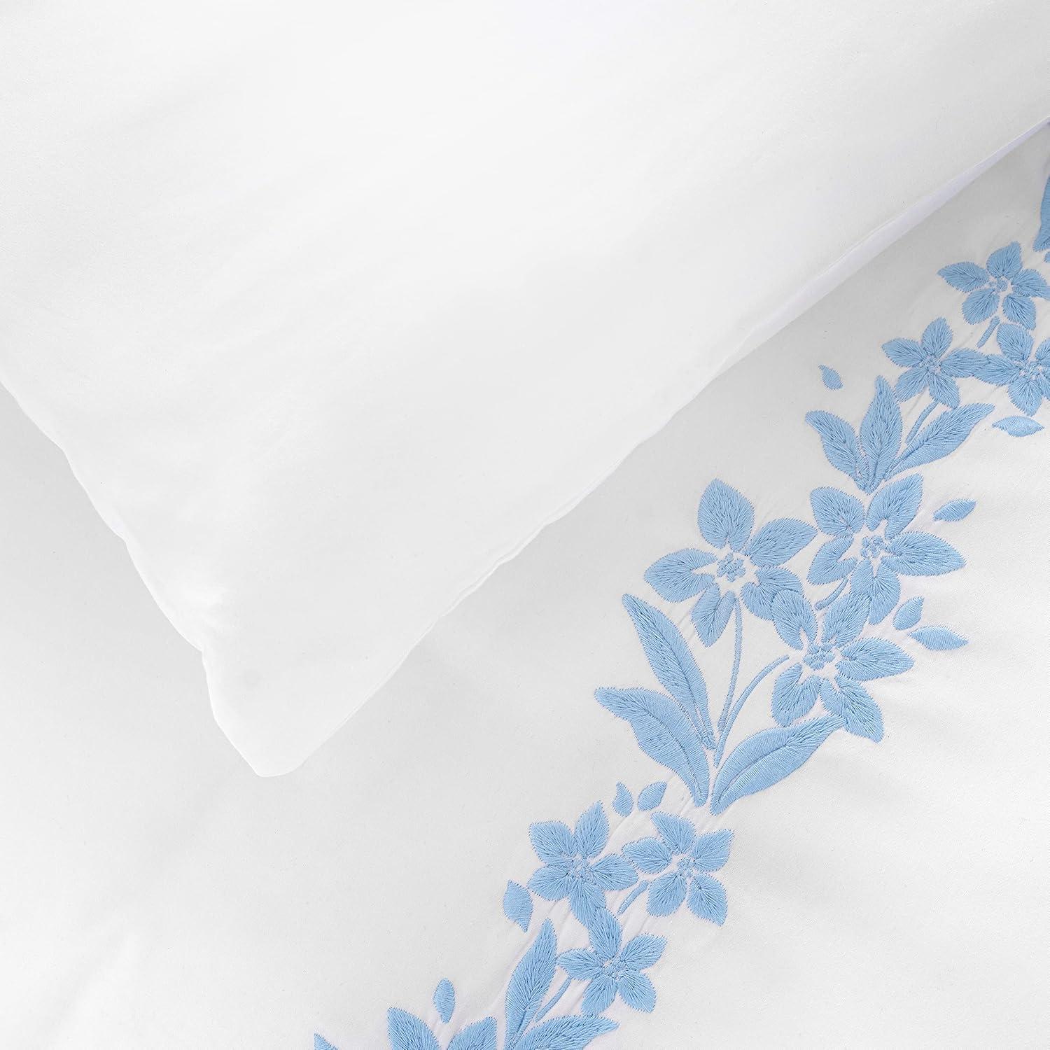 imageMARTHA STEWART Natalie King Size Duvet 3 Piece Set1 Duvet Cover 2 Pillow Shams Crinkle Velvet Texture Soft amp Royal Machine Wash 104x92 with Button Closure ChampagneSoft Blue