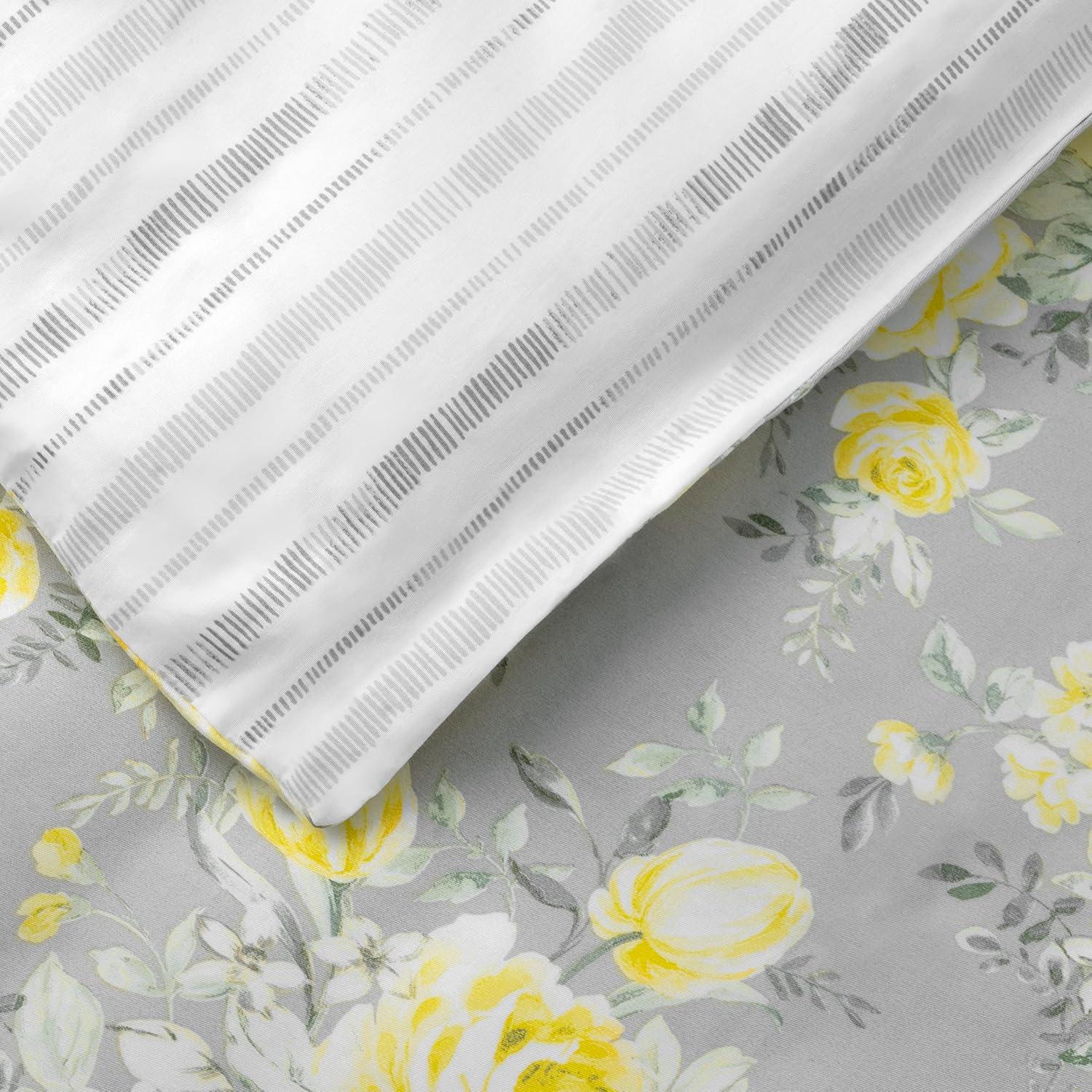 imageMARTHA STEWART Natalie King Size Duvet 3 Piece Set1 Duvet Cover 2 Pillow Shams Crinkle Velvet Texture Soft amp Royal Machine Wash 104x92 with Button Closure ChampagneGrey Yellow