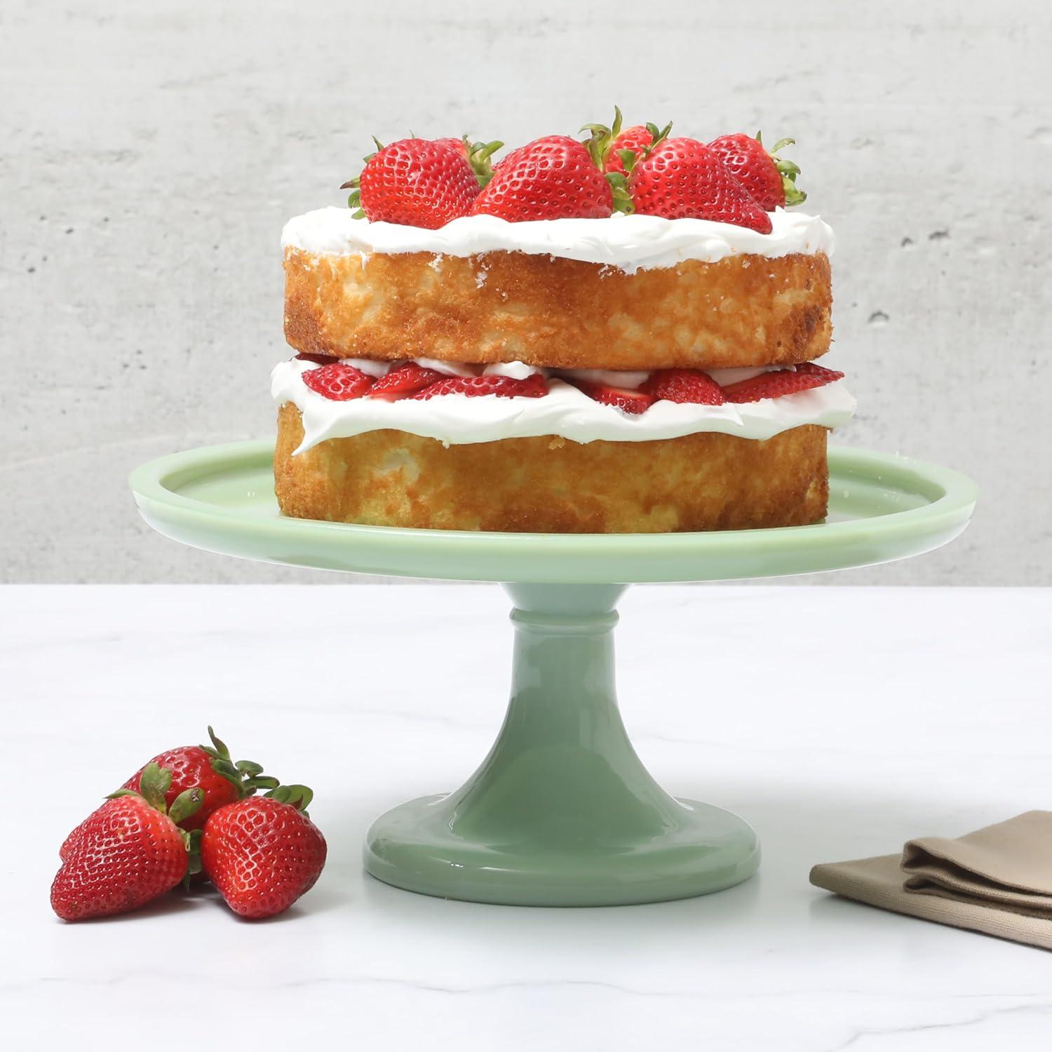 imageMartha Stewart 12 x 57 Stoneware Cake Stand W Server WhiteGreen 10