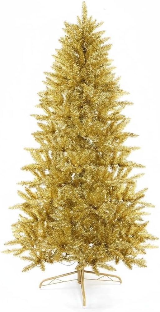 imageMartha Stewart 5 Foot Silver Tinsel Christmas Tree with Clear LightsGold