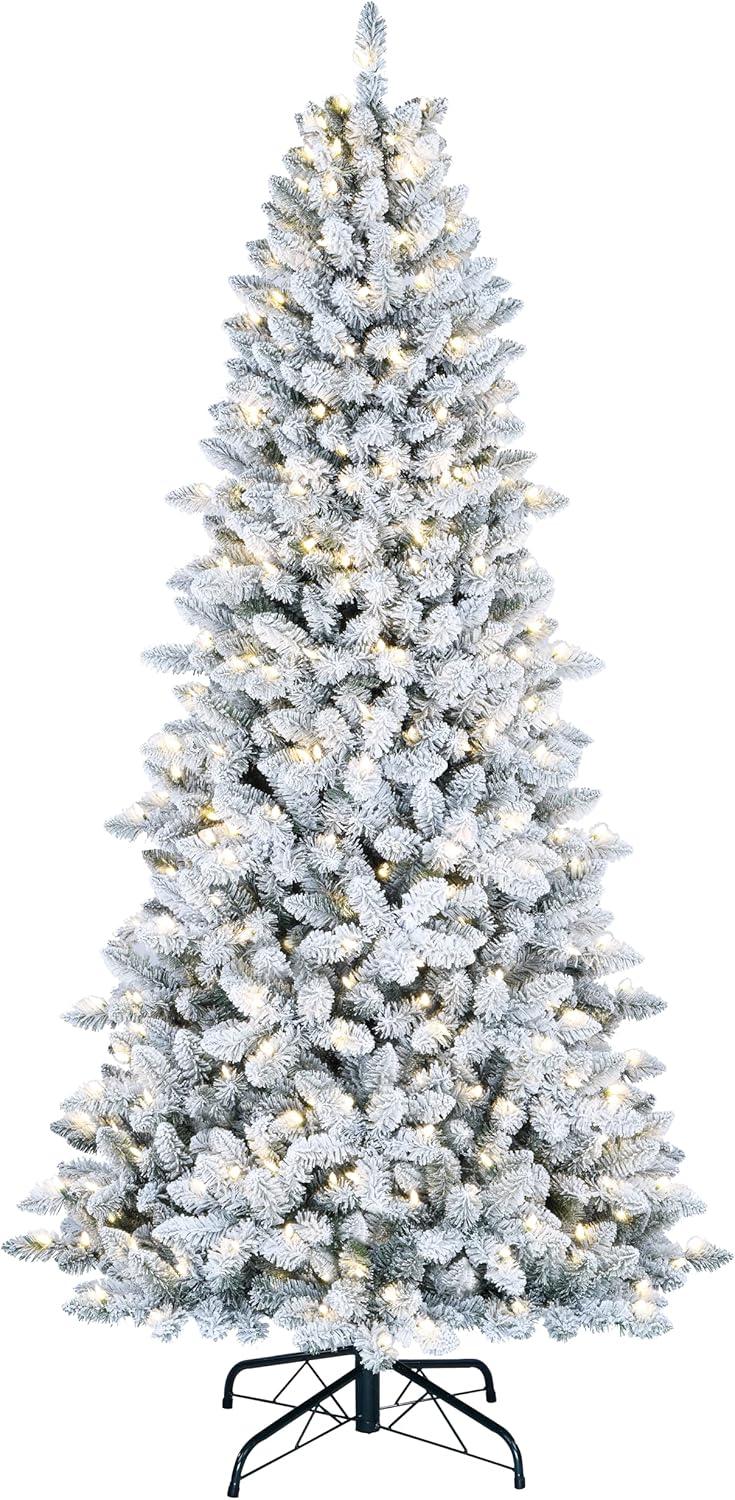 imageMartha Stewart Acadia Spruce Flocked Tree with 200 LED Lights 5 Feet Tall