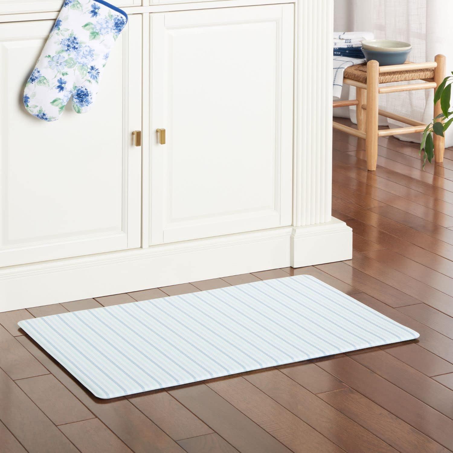 imageMartha Stewart Amber Floral Daisy Stripe Reverisble Water Resistant Kitchen Mat PinkYellow 20x39BluePurpleGreen