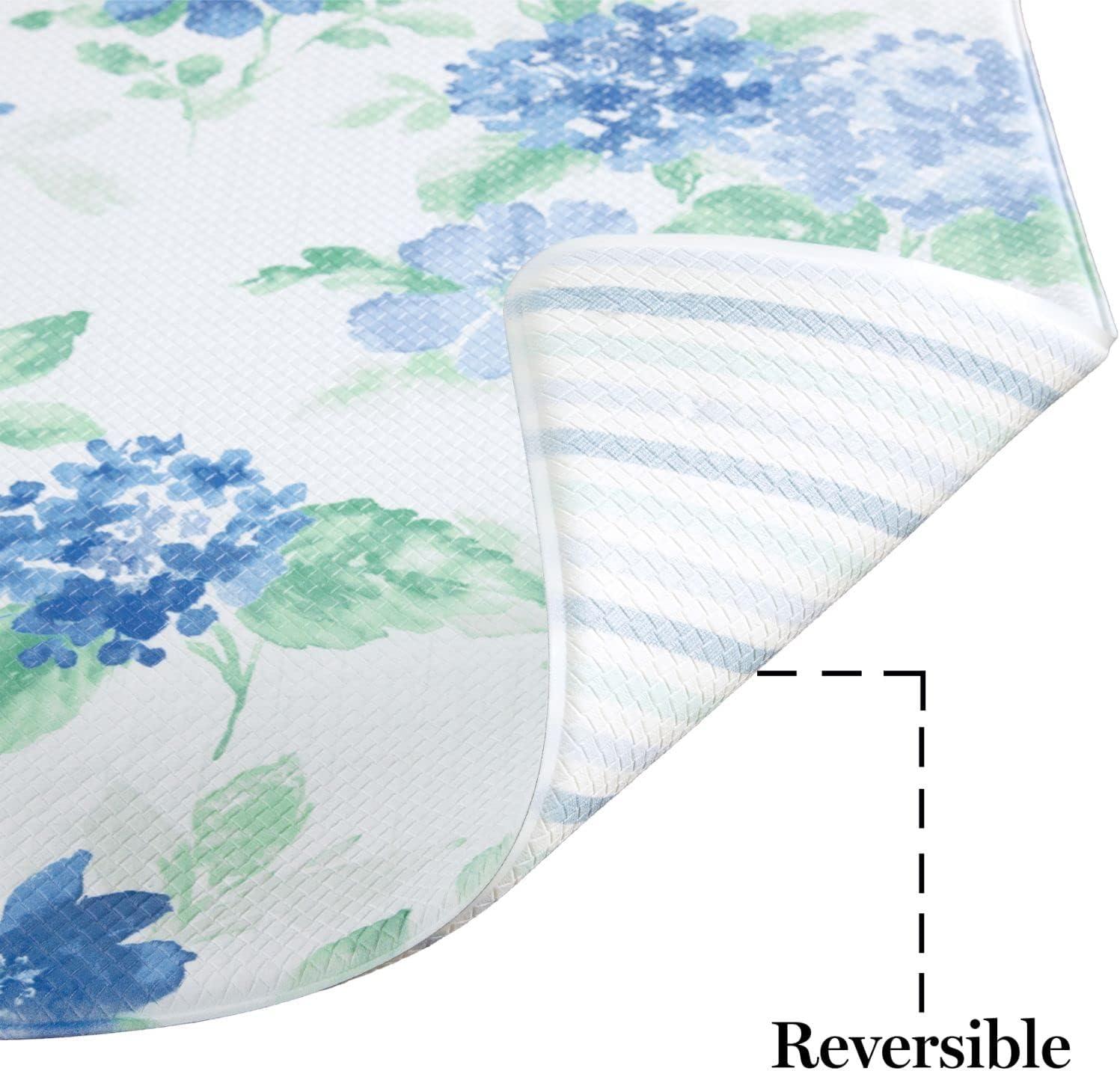 imageMartha Stewart Amber Floral Daisy Stripe Reverisble Water Resistant Kitchen Mat PinkYellow 20x39BluePurpleGreen