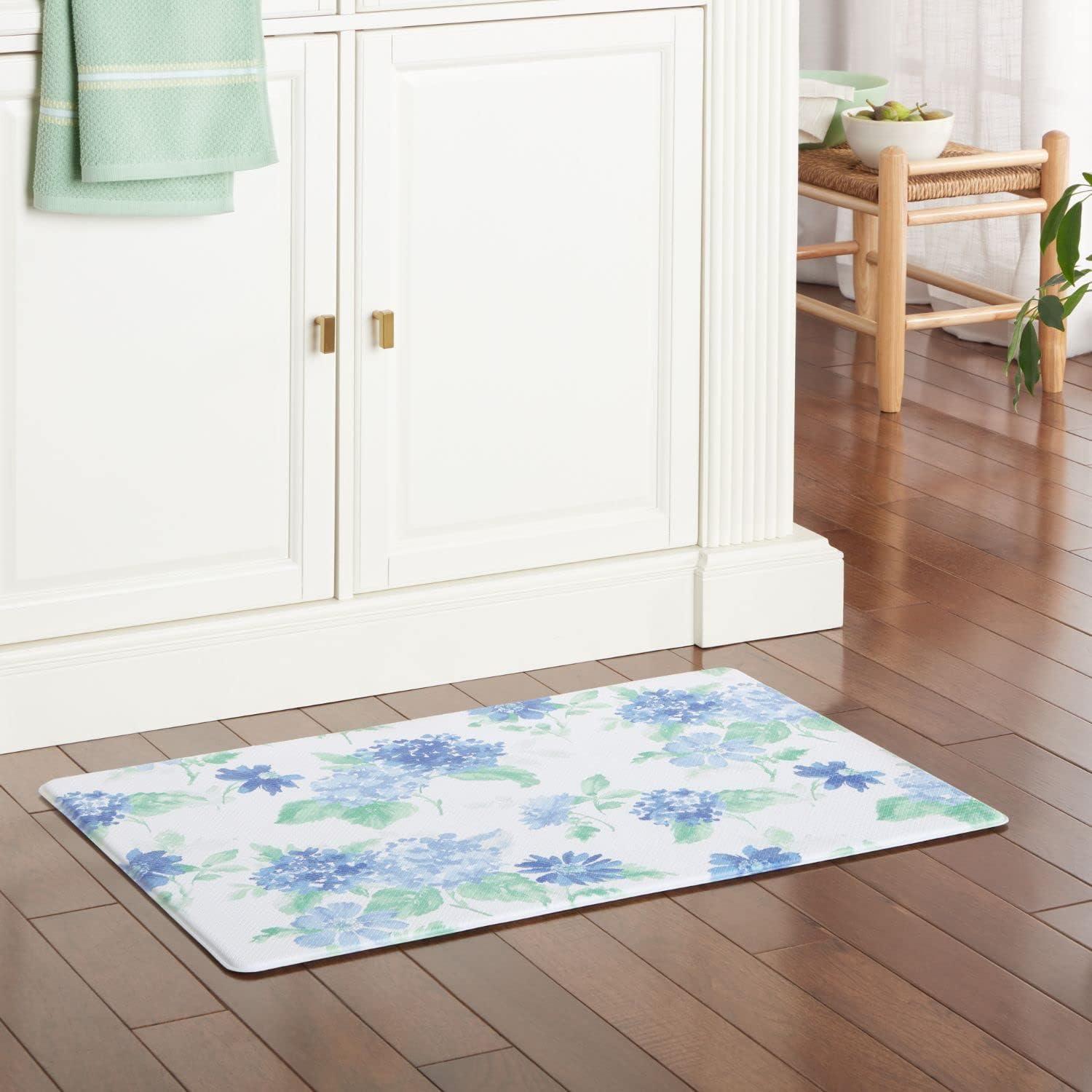 imageMartha Stewart Amber Floral Daisy Stripe Reverisble Water Resistant Kitchen Mat PinkYellow 20x39BluePurpleGreen