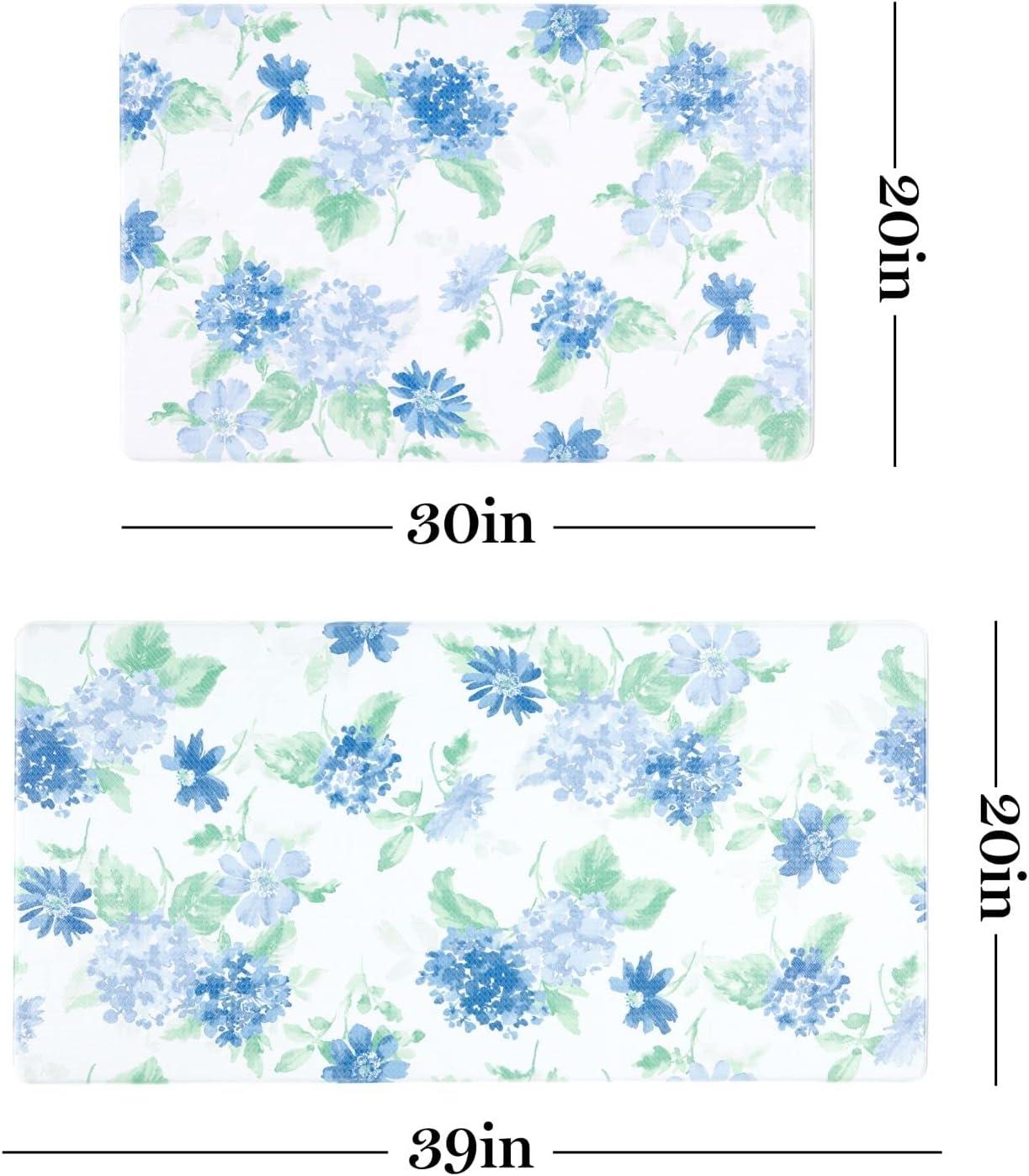 imageMartha Stewart Amber Floral Daisy Stripe Reverisble Water Resistant Kitchen Mat PinkYellow 20x39BluePurpleGreen