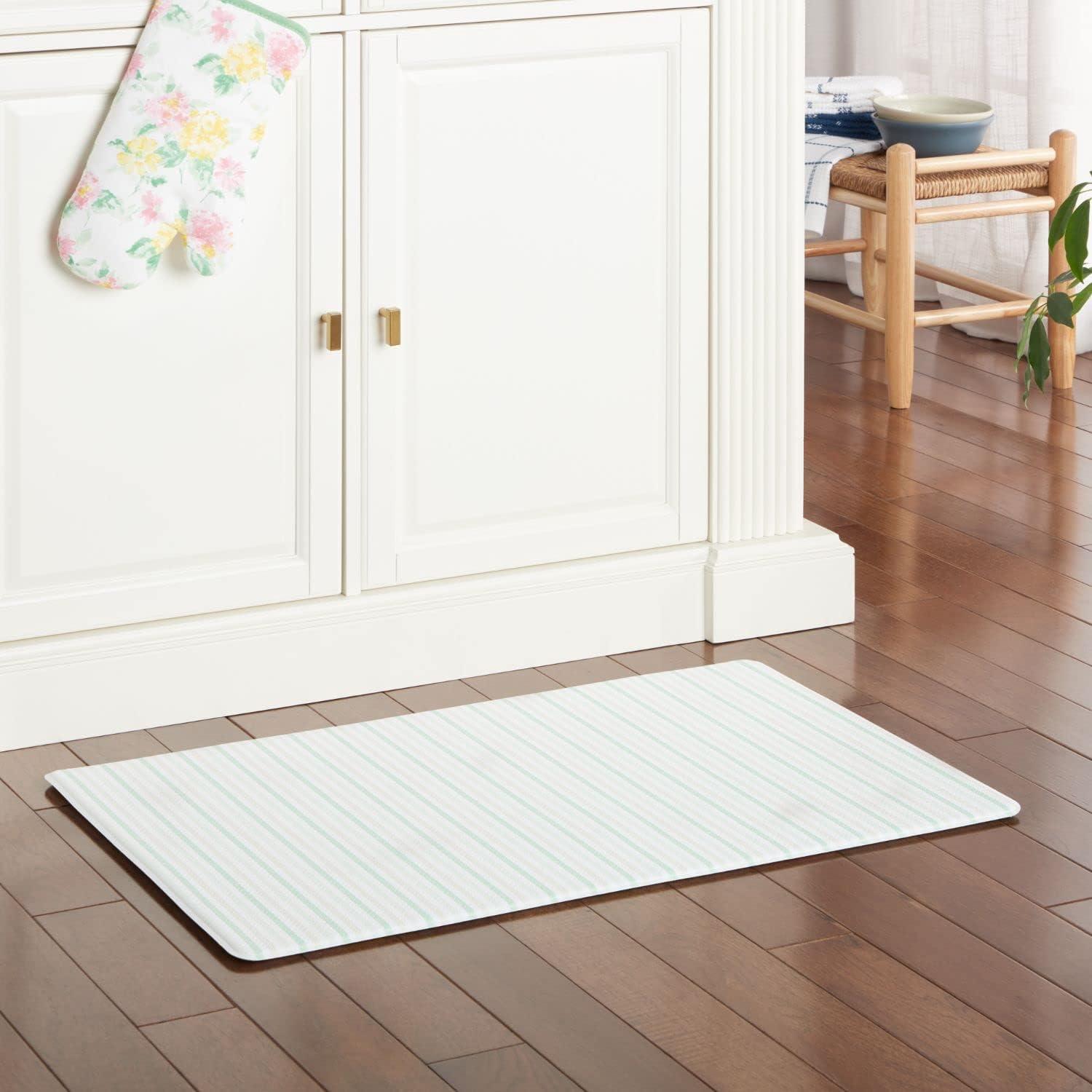 imageMartha Stewart Amber Floral Daisy Stripe Reverisble Water Resistant Kitchen Mat PinkYellow 20x39PinkYellowGreen