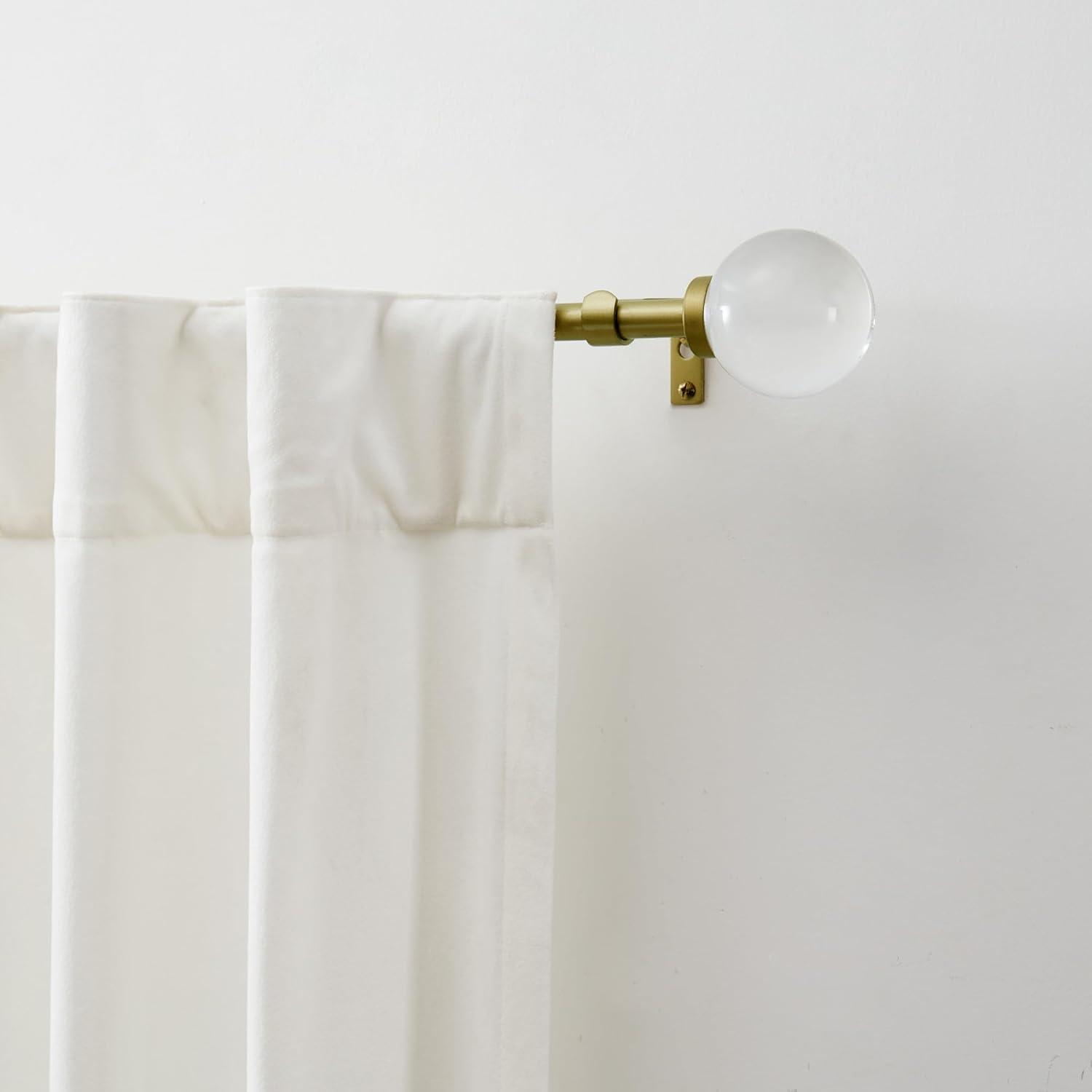 imageMartha Stewart Beaufort Curtain Rod for Windows 66 to 120 inches Adjustable Length 75 inch Diameter Metal Curtain Rod with Round Finials 66 120 Brushed BrassGold