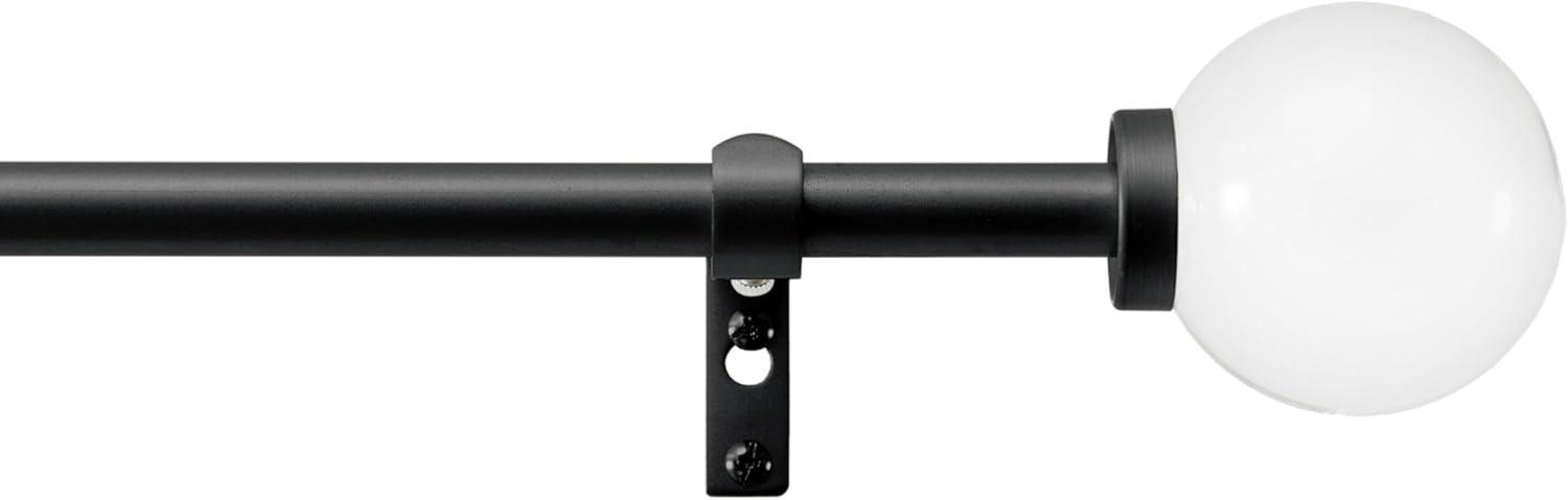 imageMartha Stewart Beaufort Curtain Rod for Windows 66 to 120 inches Adjustable Length 75 inch Diameter Metal Curtain Rod with Round Finials 66 120 Brushed BrassBlack