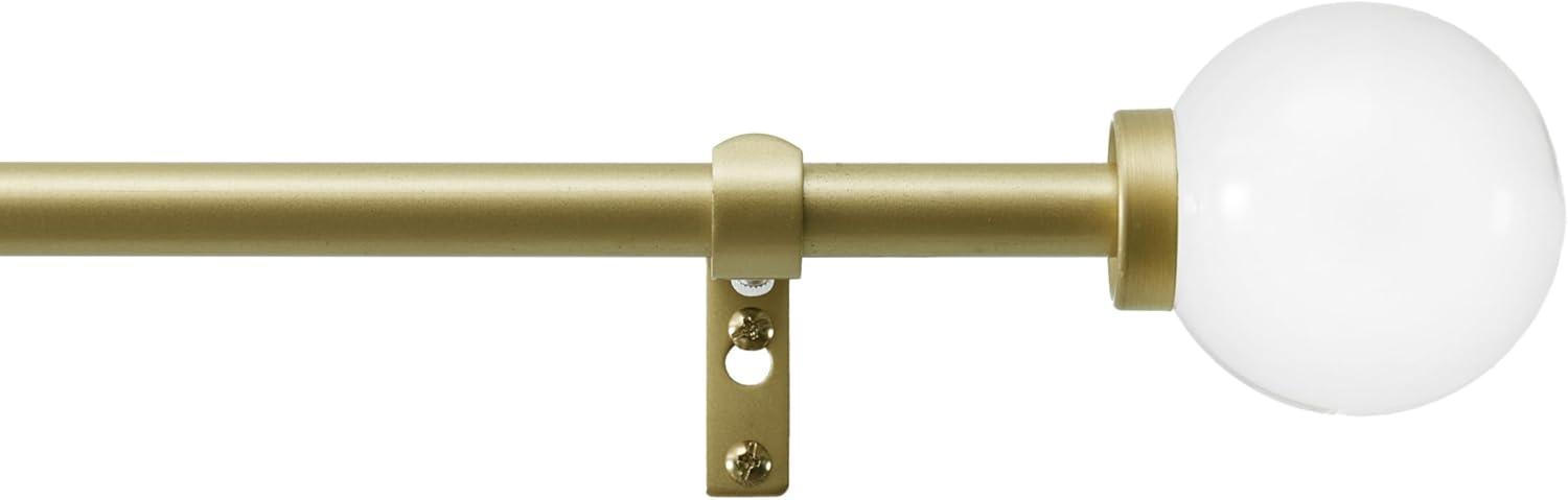imageMartha Stewart Beaufort Curtain Rod for Windows 66 to 120 inches Adjustable Length 75 inch Diameter Metal Curtain Rod with Round Finials 66 120 Brushed BrassGold