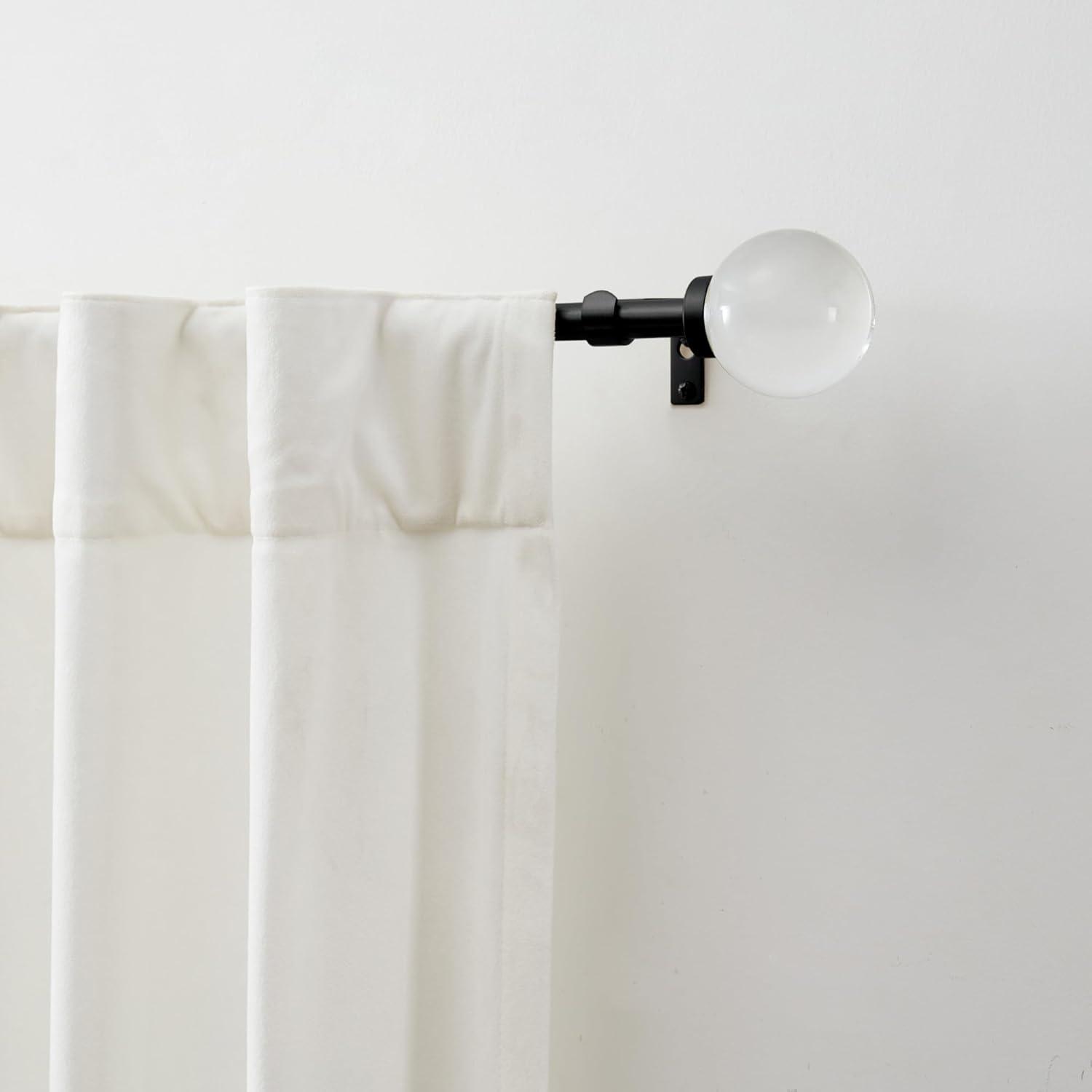 imageMartha Stewart Beaufort Curtain Rod for Windows 66 to 120 inches Adjustable Length 75 inch Diameter Metal Curtain Rod with Round Finials 66 120 Brushed BrassBlack