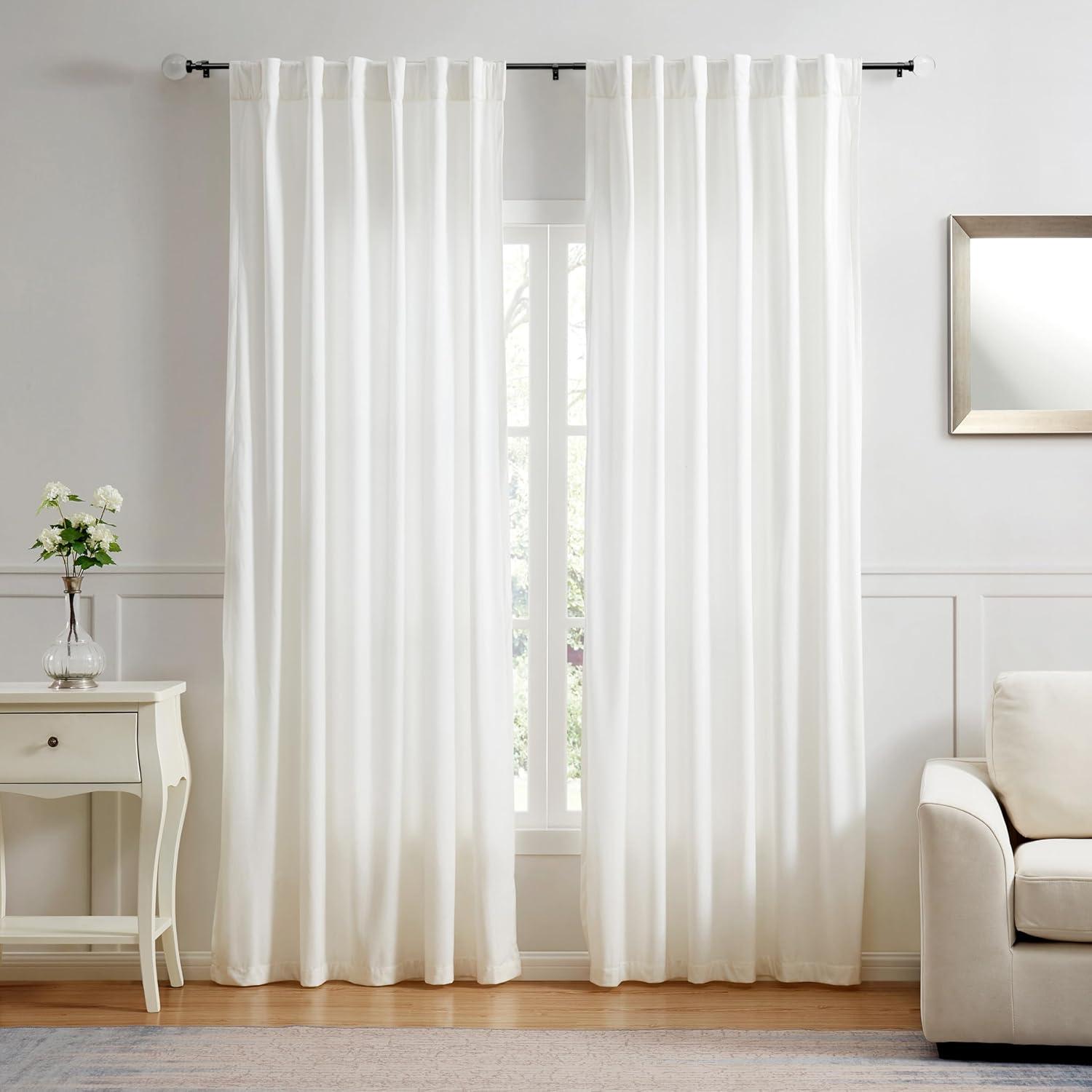 imageMartha Stewart Beaufort Curtain Rod for Windows 66 to 120 inches Adjustable Length 75 inch Diameter Metal Curtain Rod with Round Finials 66 120 Brushed BrassBlack