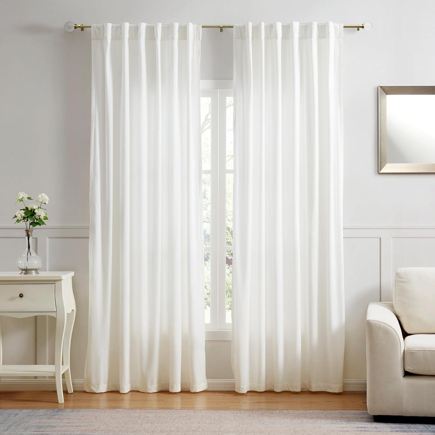 imageMartha Stewart Beaufort Curtain Rod for Windows 66 to 120 inches Adjustable Length 75 inch Diameter Metal Curtain Rod with Round Finials 66 120 Brushed BrassGold