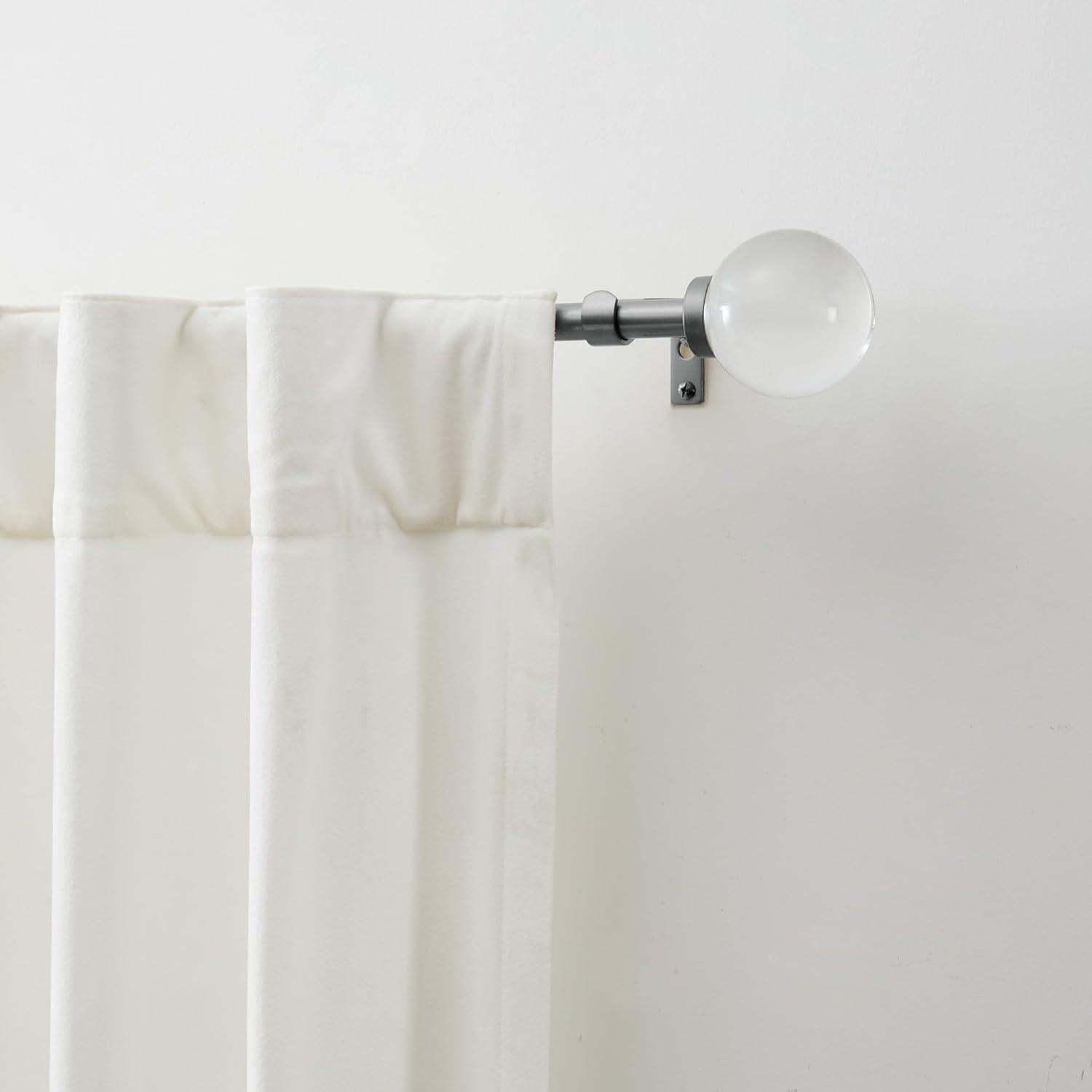 imageMartha Stewart Beaufort Curtain Rod for Windows 66 to 120 inches Adjustable Length 75 inch Diameter Metal Curtain Rod with Round Finials 66 120 Brushed BrassNickel