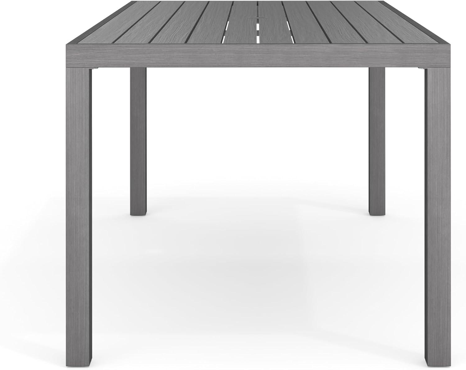 imageMartha Stewart Bedford 7 Piece Aluminum Patio Set with 62 Table and 6 Stackable Chairs with Gray Brushed Woodgrain Finish Gray AllWeather Seat CushionsGrey
