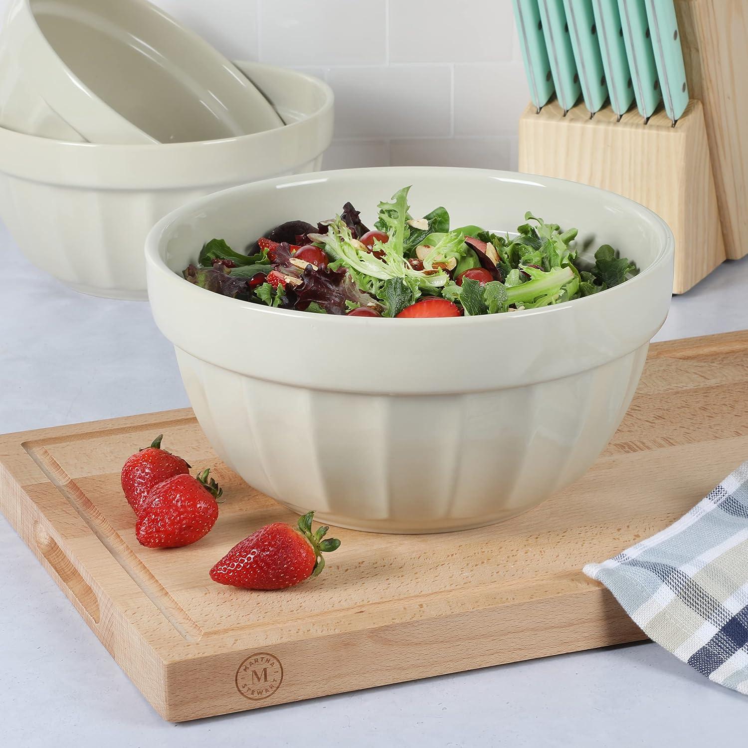 imageMartha Stewart Broadbrook 3 Piece 4 Qt 28 Qt 21 Qt Stoneware Bowl Set Sharkey Grey