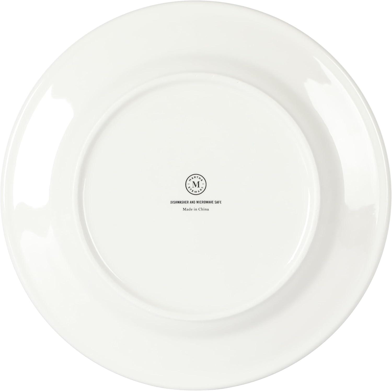 imageMartha Stewart Cliffield 16Piece Chip and Scratch Resistant Porcelain Dinnerware Set White wBlue RimWhite