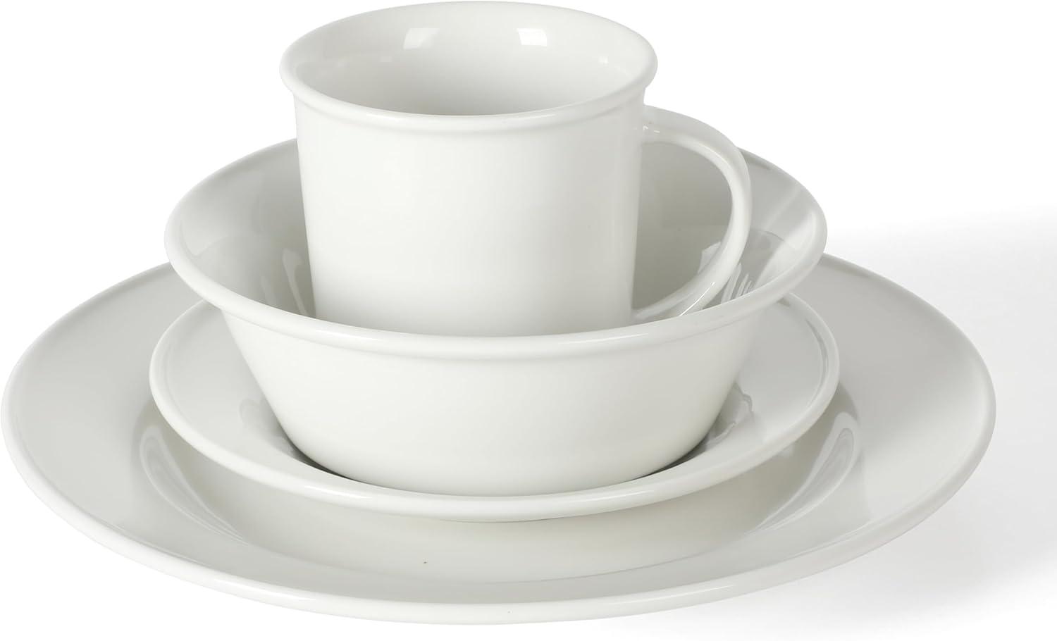 imageMartha Stewart Cliffield 16Piece Chip and Scratch Resistant Porcelain Dinnerware Set White wBlue RimWhite