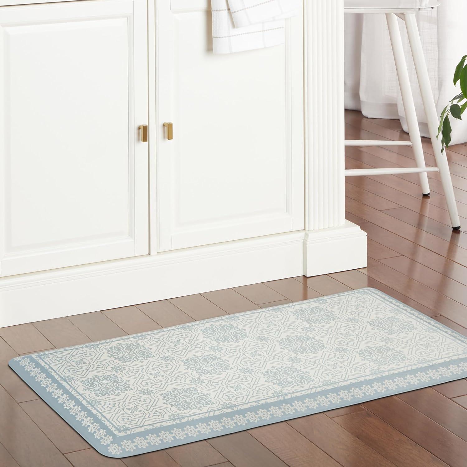 imageMartha Stewart Comfort Anti Fatigue Strie Medallion Tile Kitchen Mat Comfort Standing Mat NonSlip Backing Safe Beveled Edge Charcoal Black 196 x39Grey