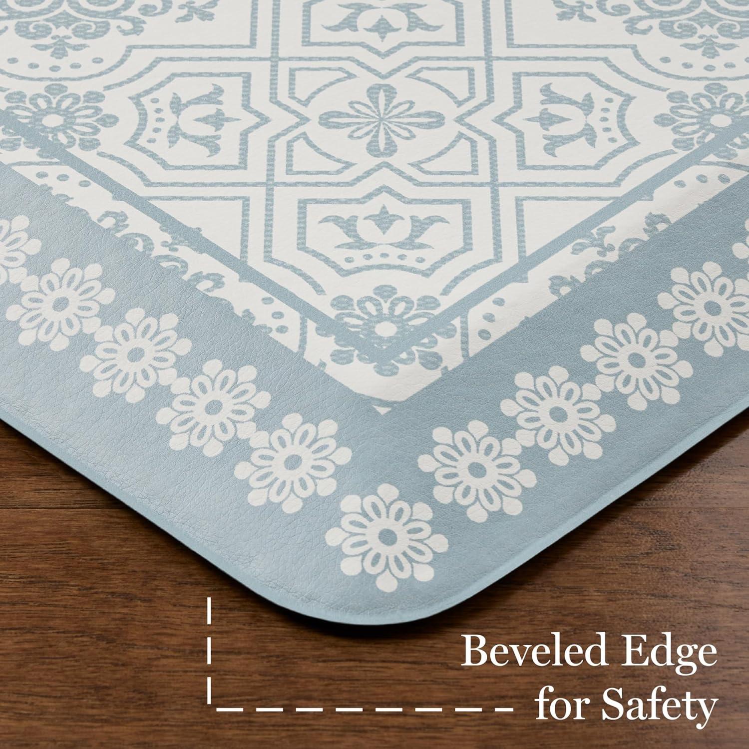 imageMartha Stewart Comfort Anti Fatigue Strie Medallion Tile Kitchen Mat Comfort Standing Mat NonSlip Backing Safe Beveled Edge Charcoal Black 196 x39Grey
