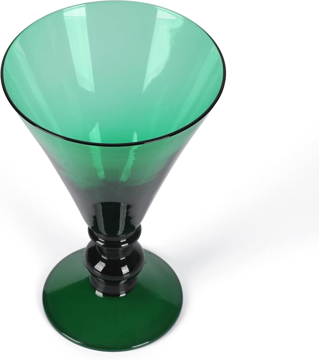 imageMartha Stewart Crispa 4 Piece 10 Ounce Goblet Martini Handmade Glassware Jade GreenJade Green Glass